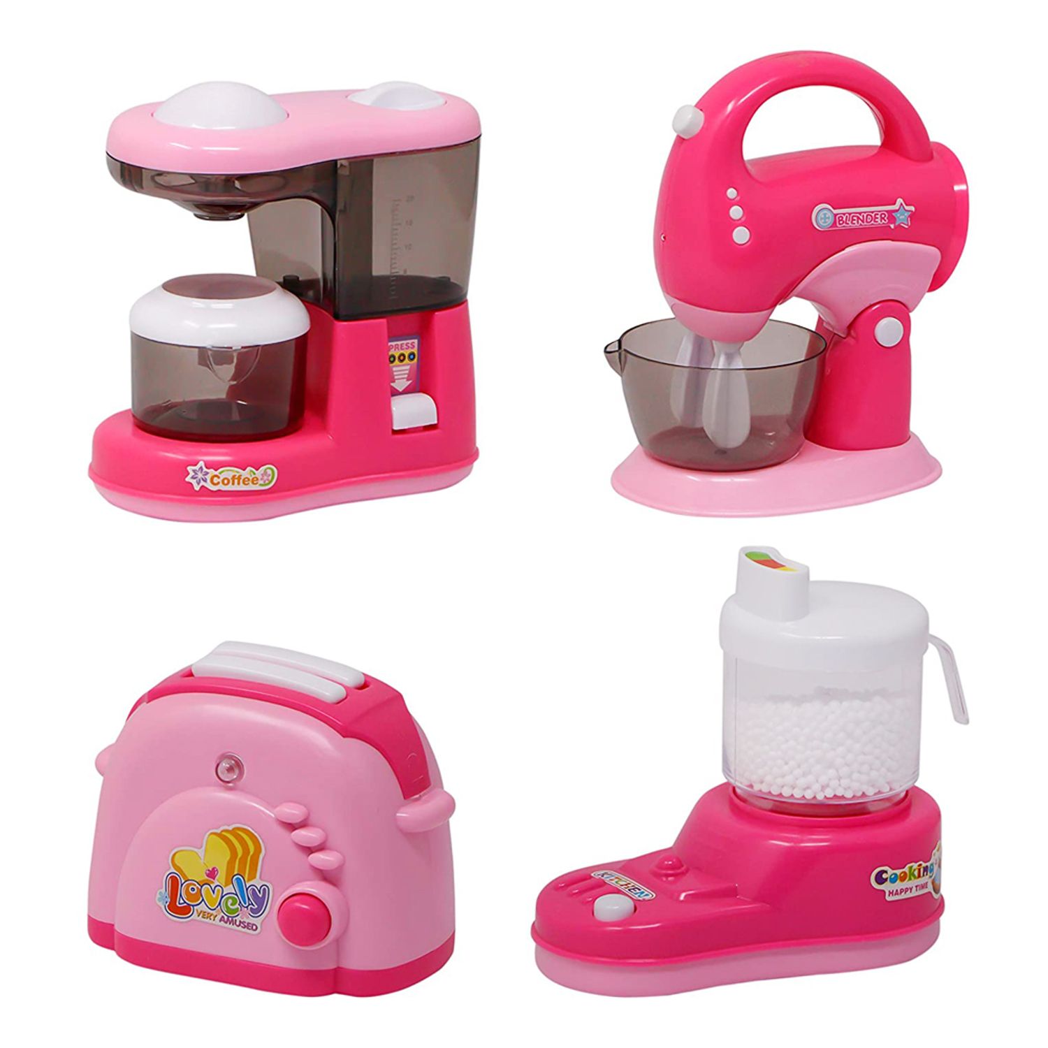 Set electrocasnice de jucarie, interactiv cu sunete si lumini, 4 piese, KS1002 fotografia produsului