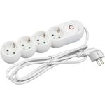 Prelungitor Entac, 4 prize, cu intrerupator, 5m, cablu 3G1.5, IP20, Alb fotografia produsului