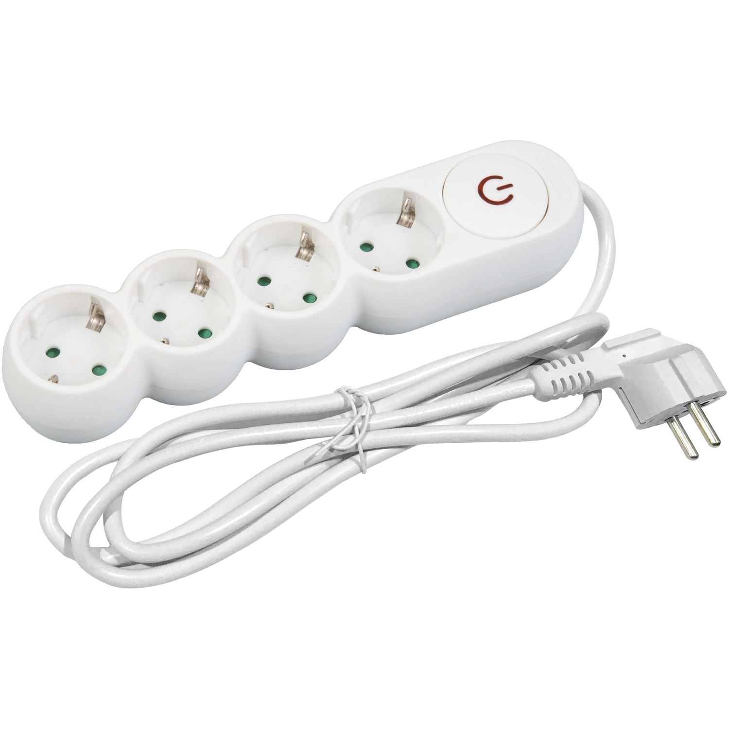 Prelungitor Entac, 4 prize, cu intrerupator, 5m, cablu 3G1.5, IP20, Alb fotografia produsului