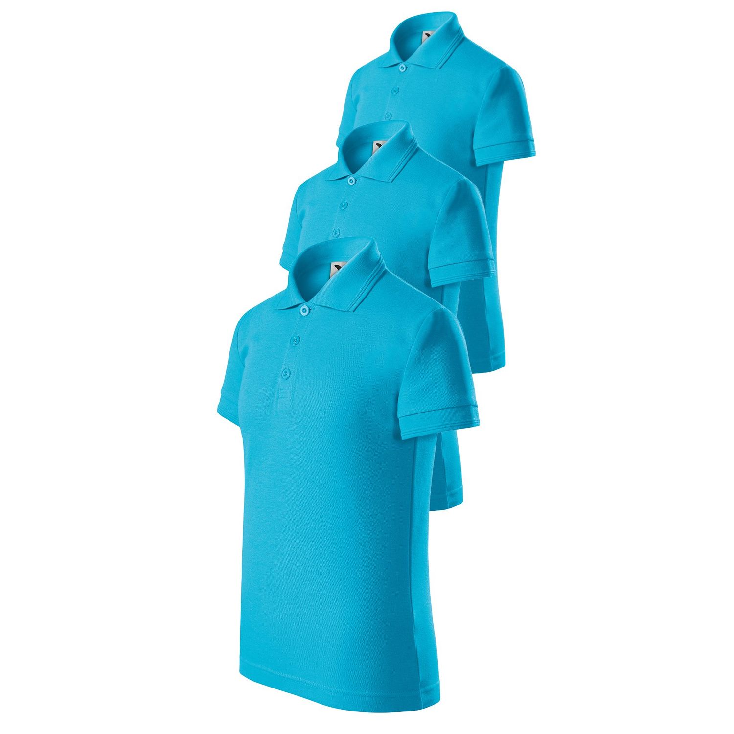 Set 3 tricouri polo de copii, Malfini, Kid Classy, Turcoaz, 110 cm fotografia produsului