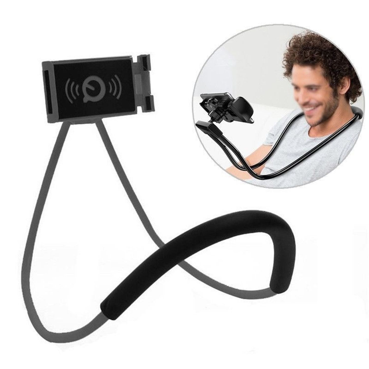 Suport pentru telefon, flexibil, reglabil, portabil, Gonga Negru fotografia produsului