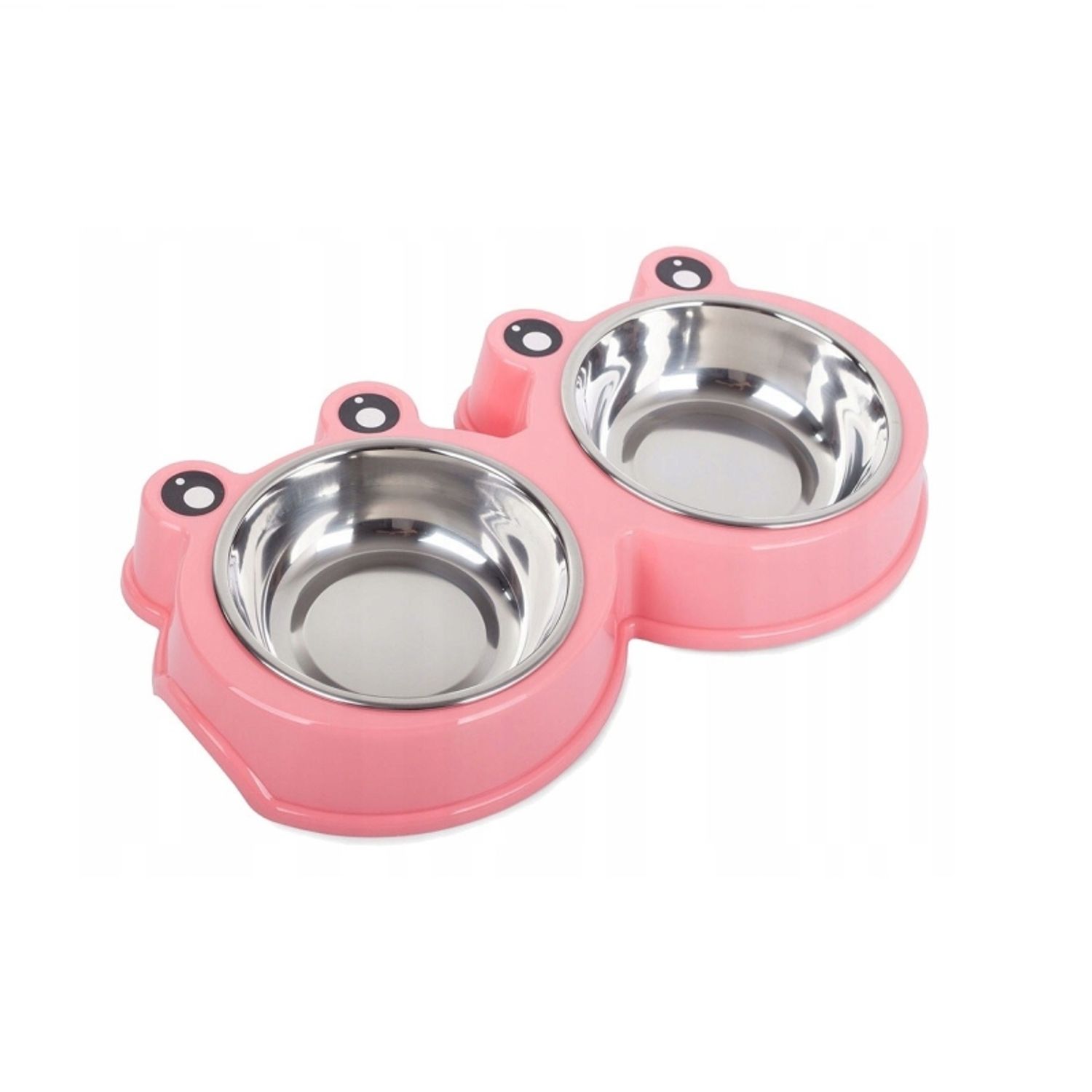 Castron dublu pentru animale de companie, inox si plastic Roz 0.3 L fotografia produsului