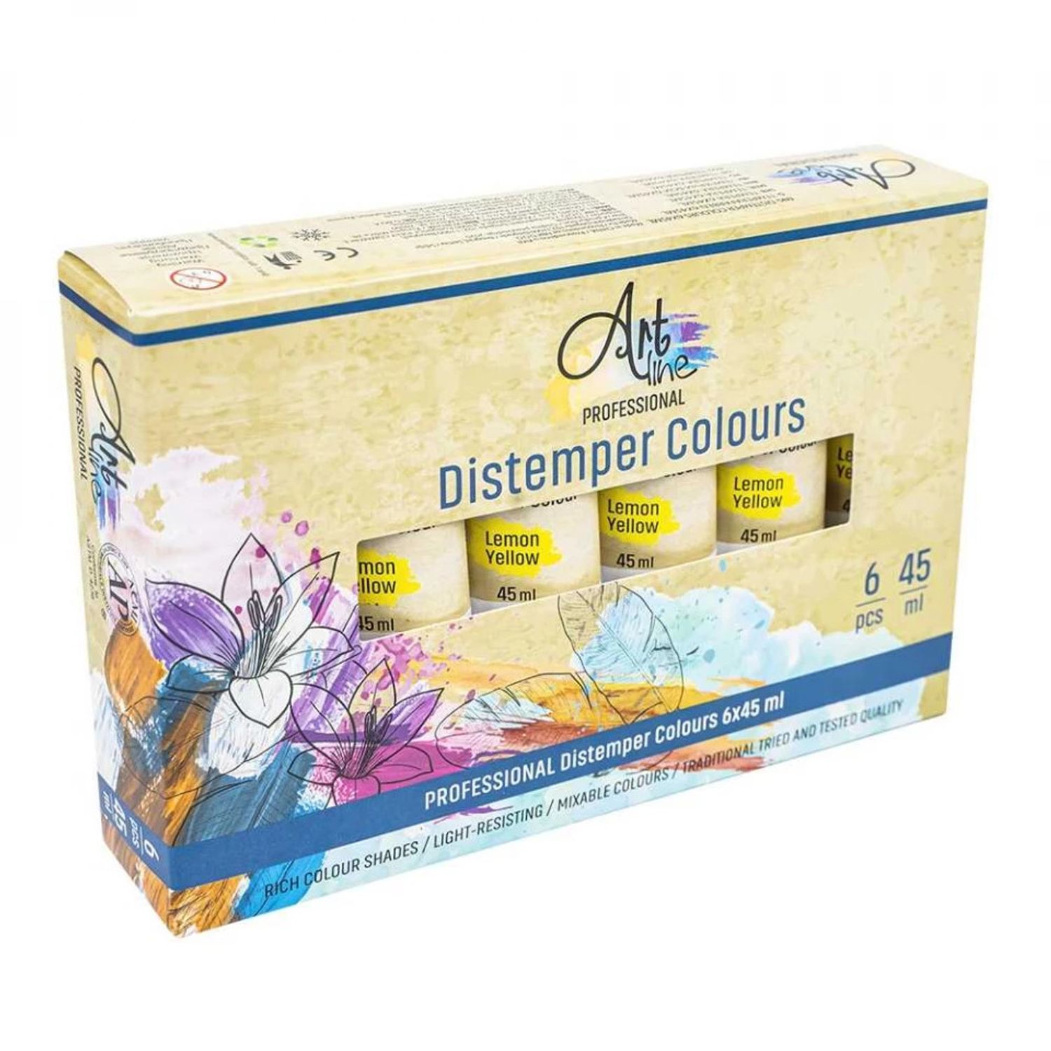 Tempera Art, GALBEN LAMAIE, 45ml, 6 buc/set - ARTLINE fotografia produsului