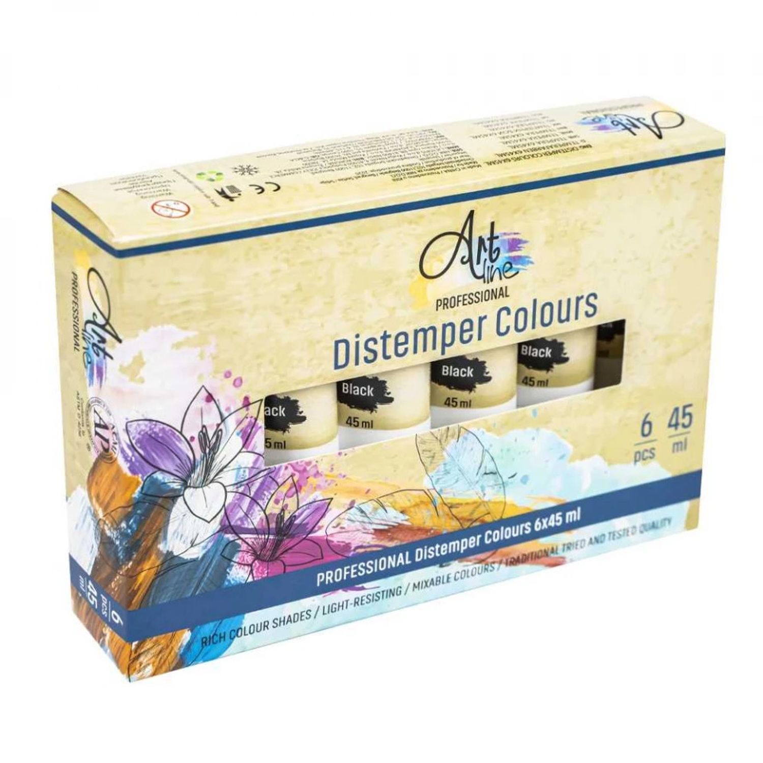 Tempera Art, NEGRU, 45ml, 6buc/set - ARTLINE fotografia produsului
