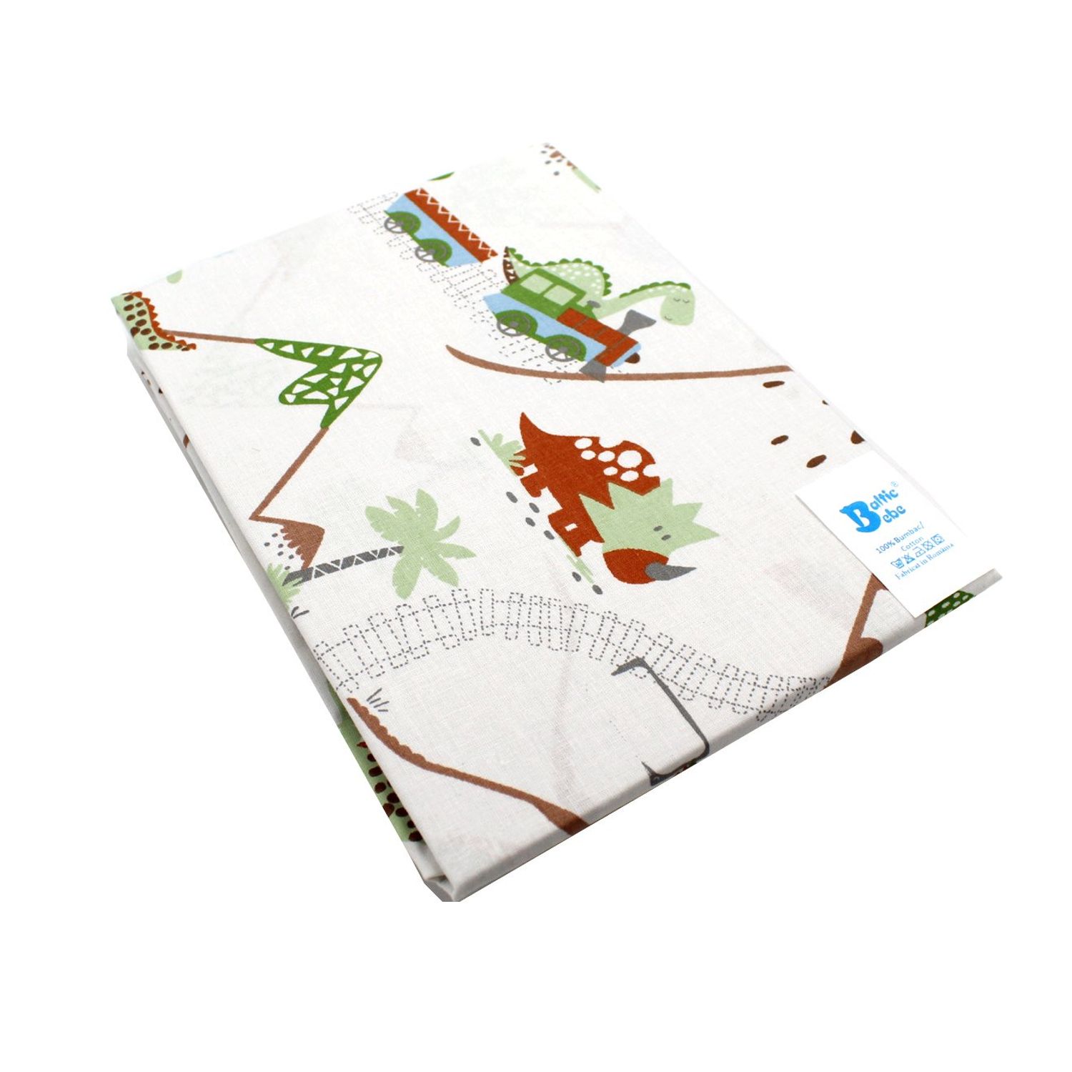 Cearceaf Balticbebe ALB, BUMBAC, ANIMALE, CU ELASTIC - 120x60, 0 + fotografia produsului