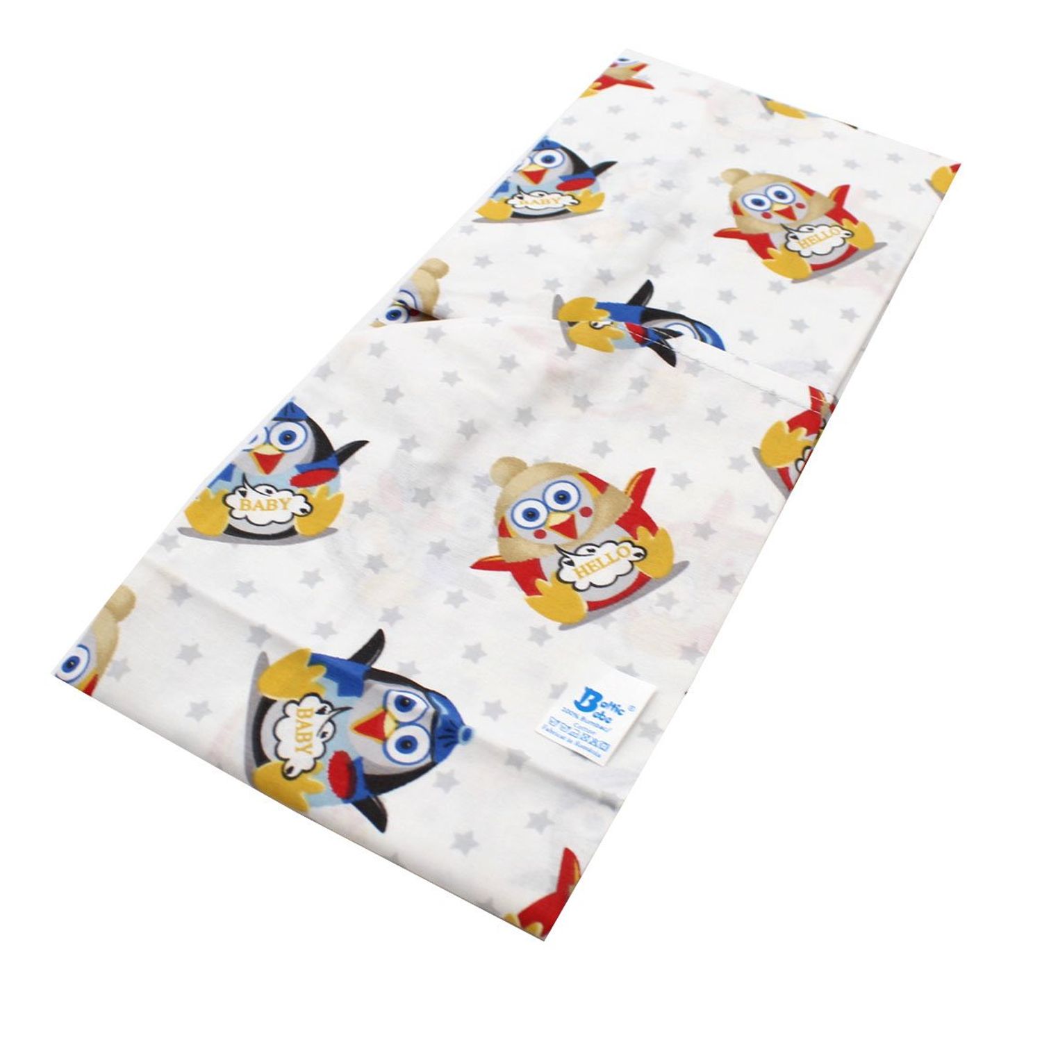 Cearceaf Balticbebe Alb/roz, Bumbac, 1 x Cearceaf, Pinguin, Cu elastic - 140x70, 0 + fotografia produsului View 2 L
