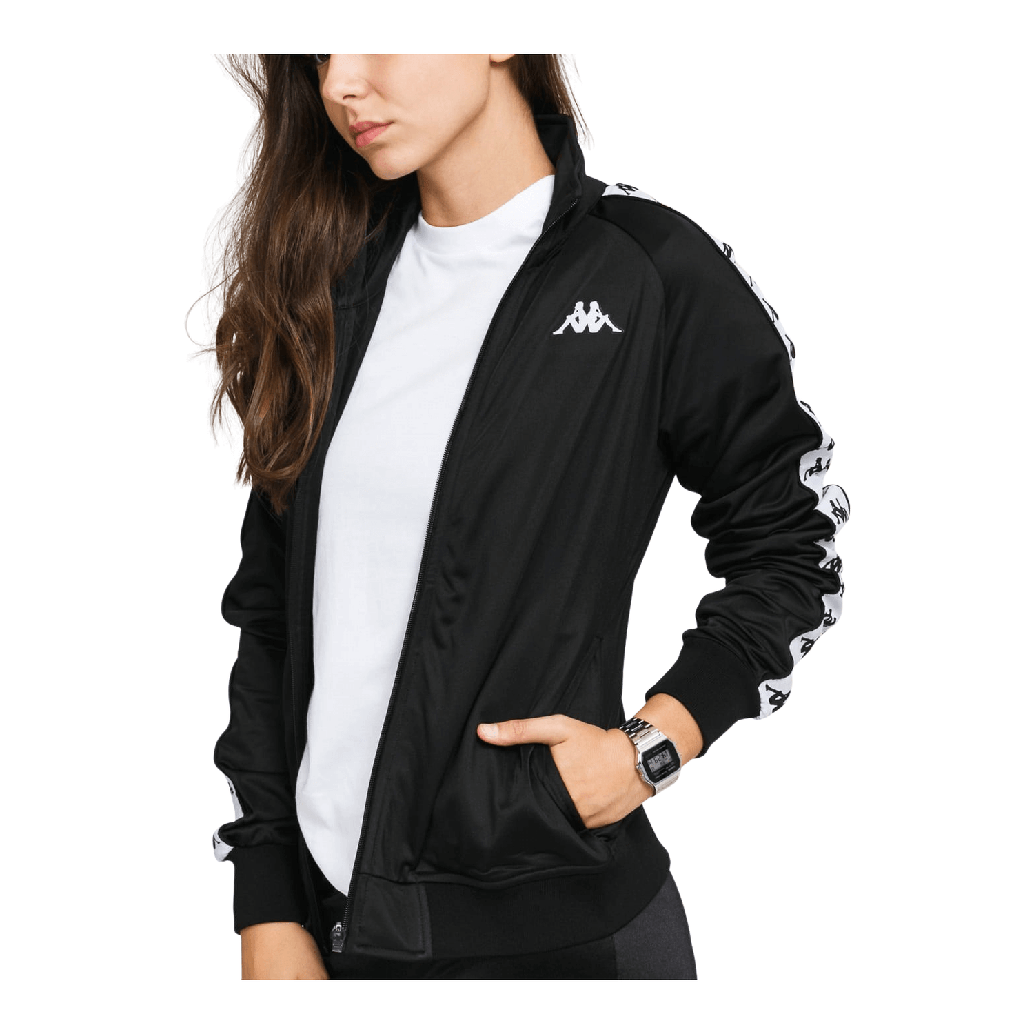 Bluza trening dama cu logo, Kappa, 222 BANDA WANNISTON SLIM, Negru, M fotografia produsului View 3 L