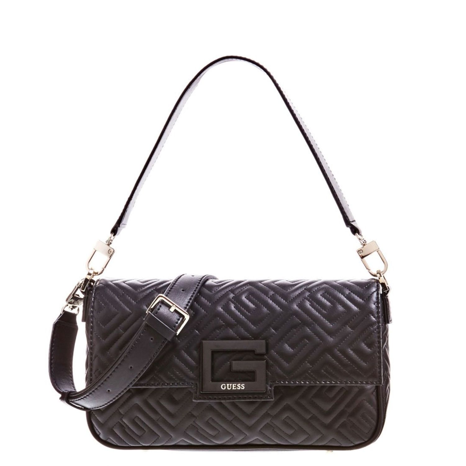 Geanta de umar Guess, Model Brightside, Negru cu imprimeu logo fotografia produsului