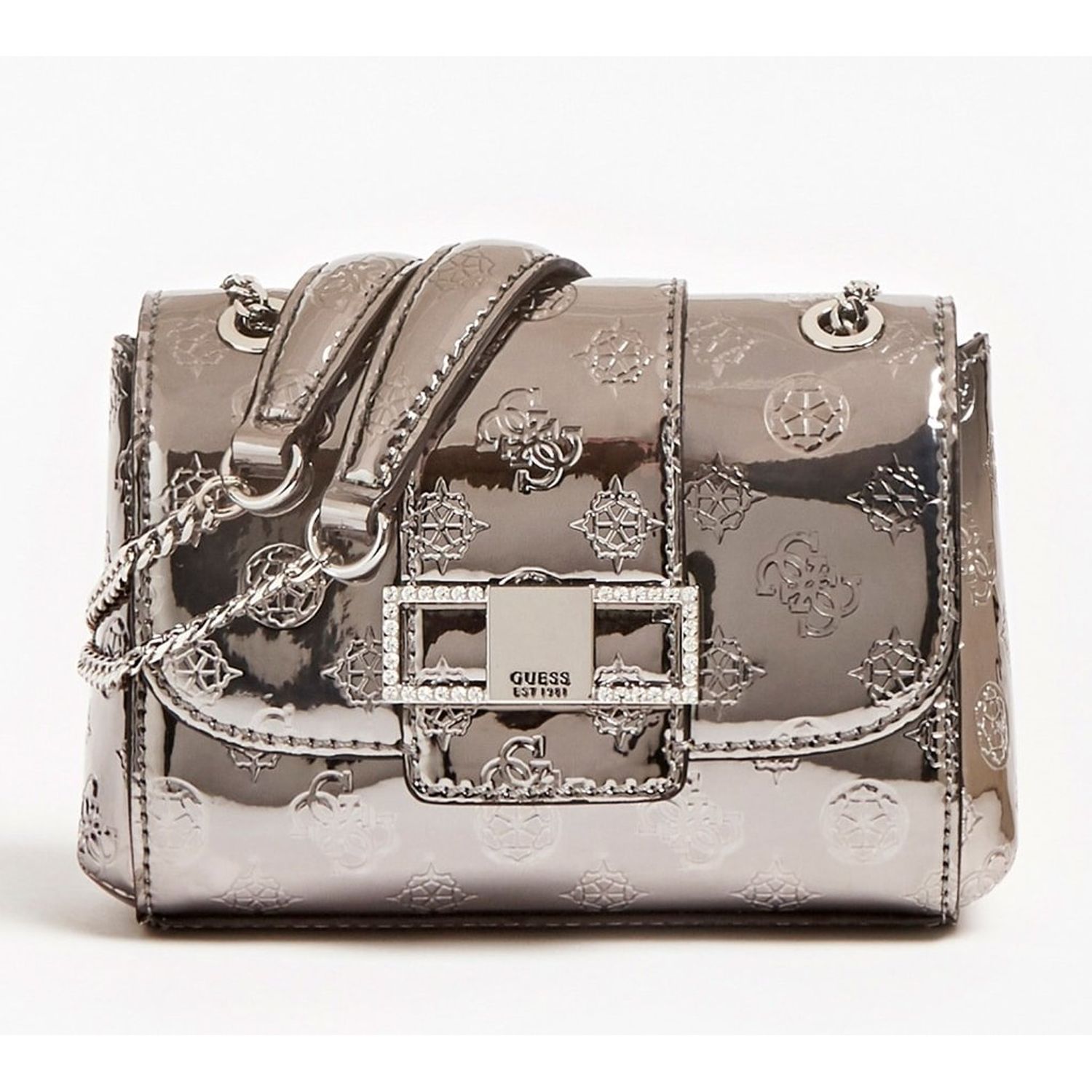 Geanta mini crossbody de seara Guess, Argintiu fotografia produsului