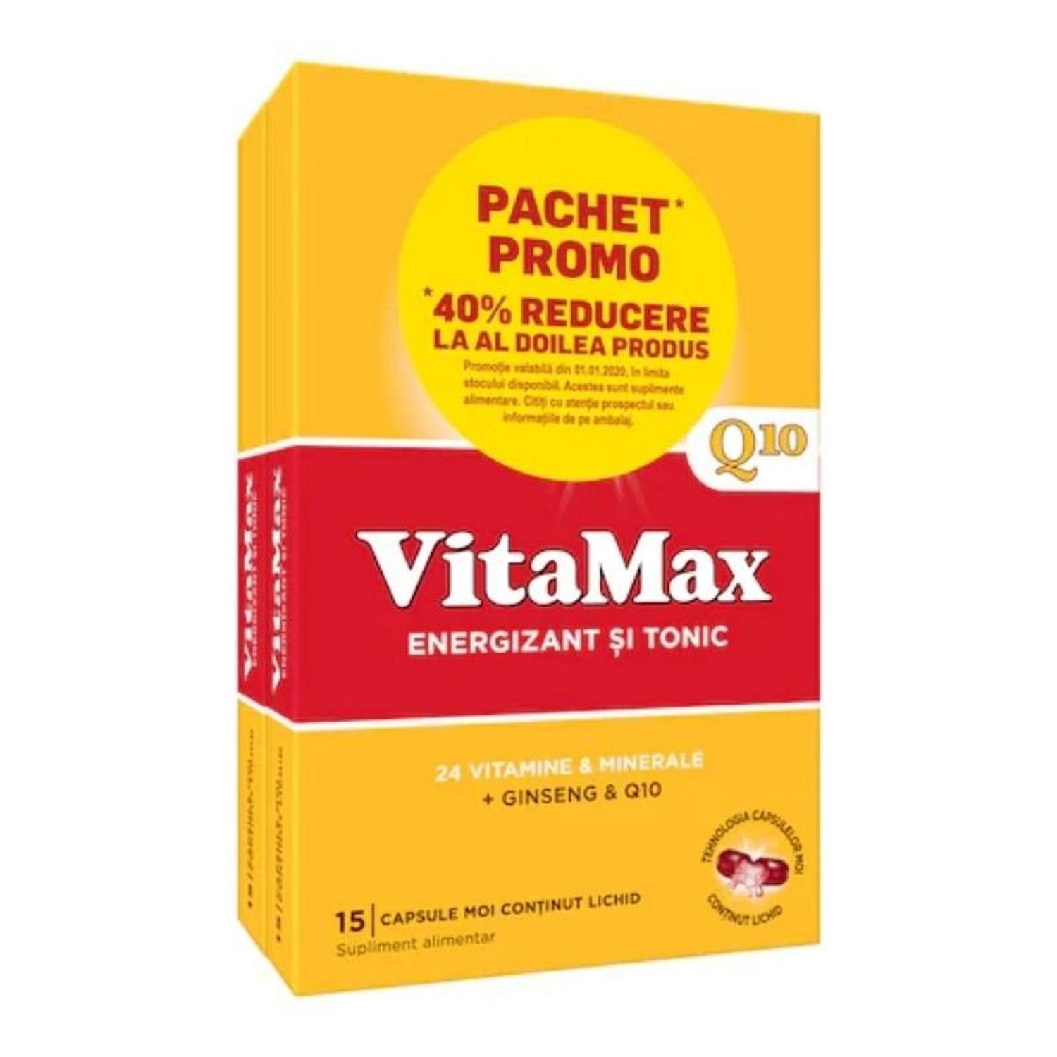 VITAMAX Q10 X 15 CPS 1+1 40% PROMO fotografia produsului