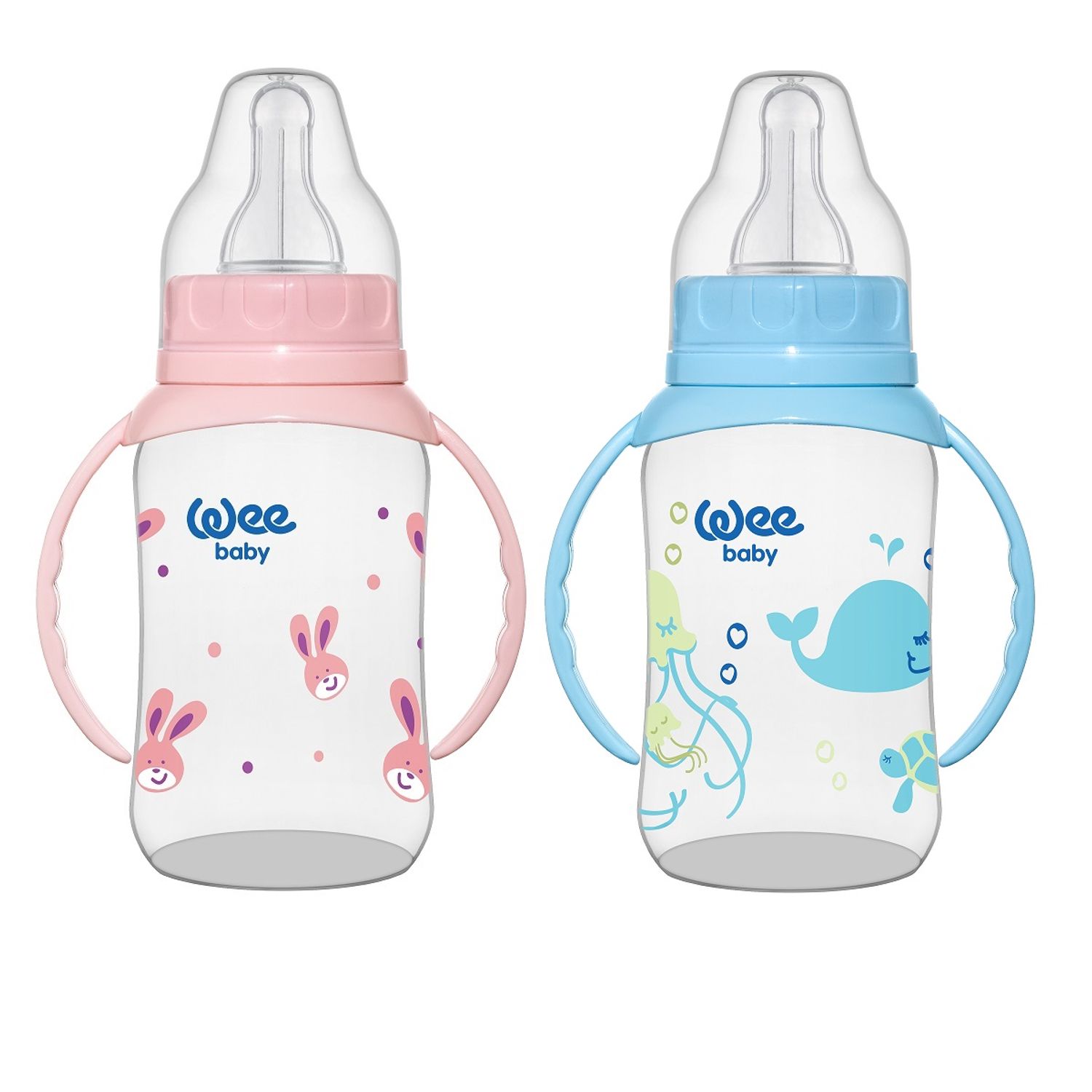 WEEBABY BIBERON CU MANERE 150ML+TETINA SILICON ROTUNDA COD 744 fotografia produsului