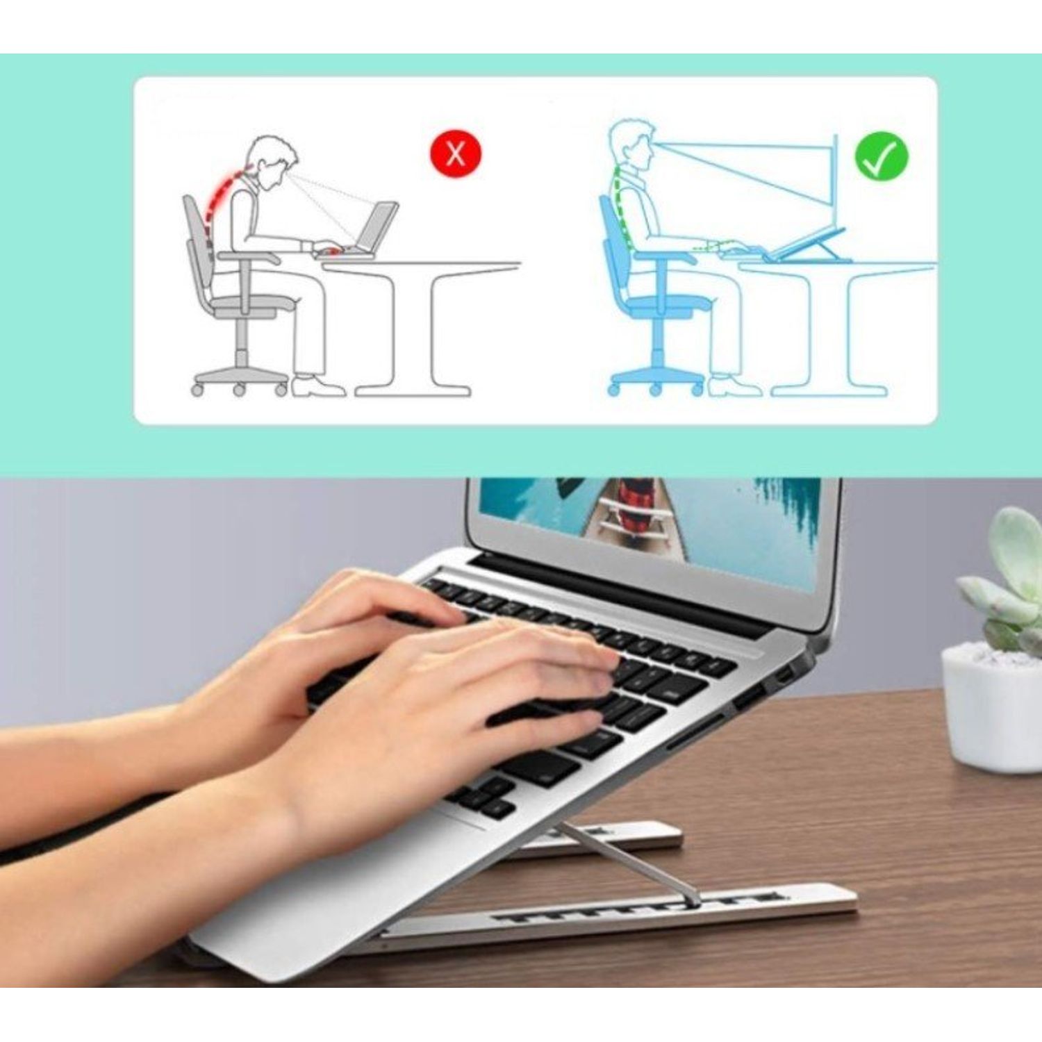 Suport laptop SIKS&reg; pliabil, universal, aluminiu rezistent, argintiu fotografia produsului View 2 L