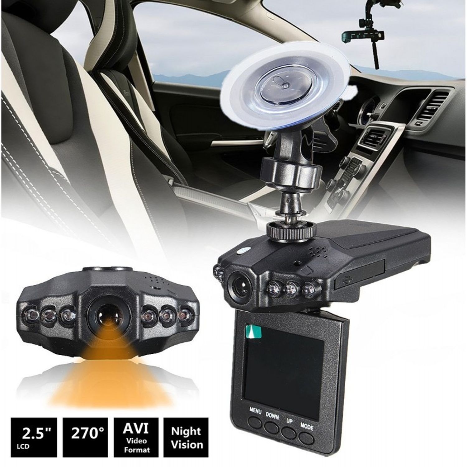 Camera auto SIKS&reg; HD cu 6 LED-uri, night vision, 2,5 inch, USB20 fotografia produsului View 4 L