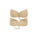 Sutien push up SIKS&reg; cu snur, cupa D, inchidere frontala, bej fotografia produsului View 3 S