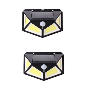 Set 2 X Lampa Cu Incarcare Solara SIKS®, Senzor De Miscare, 3 Moduri De Iluminare, 100 LED, Prindere Pe Perete