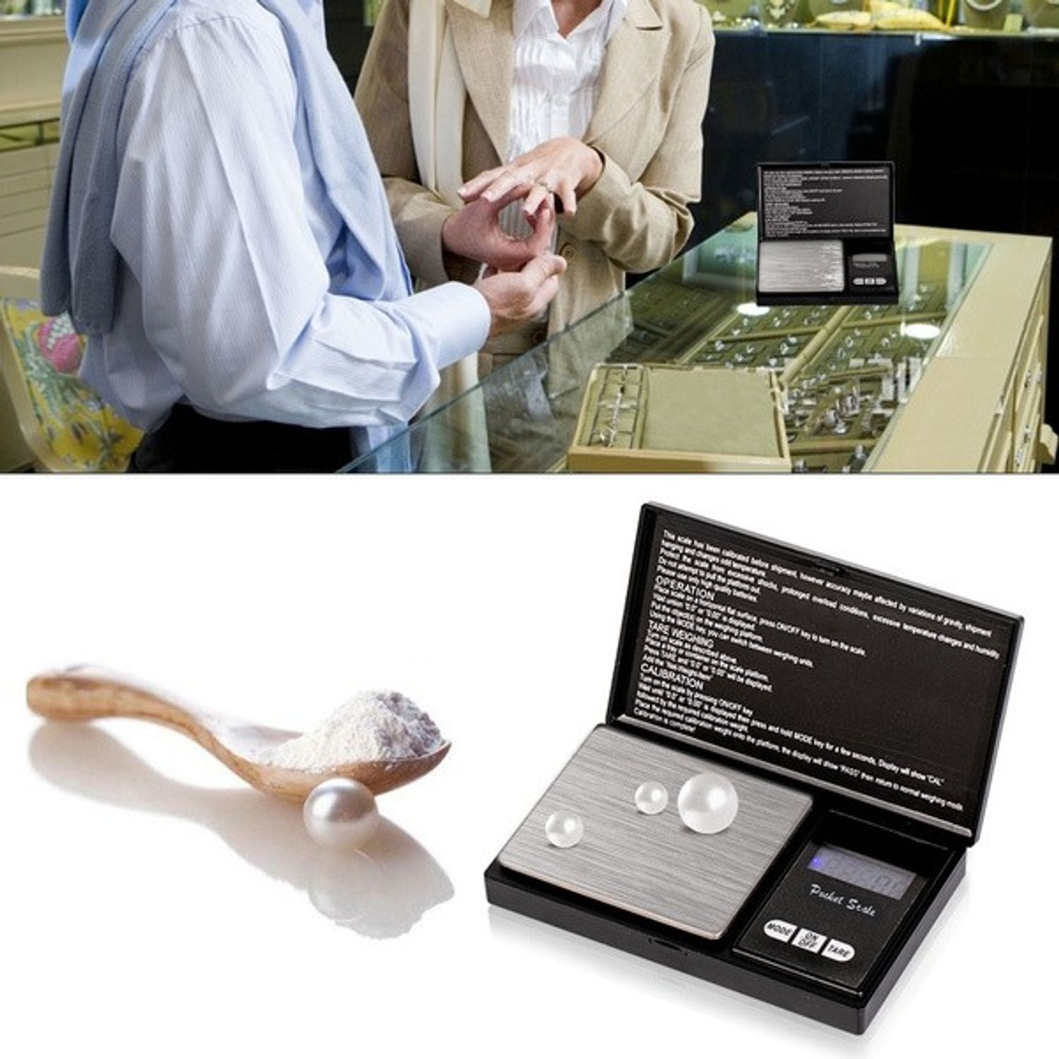 Cantar de bijuterii SIKS&reg; cu afisaj digital 500 x 0,01, portabil, negru fotografia produsului View 3 L