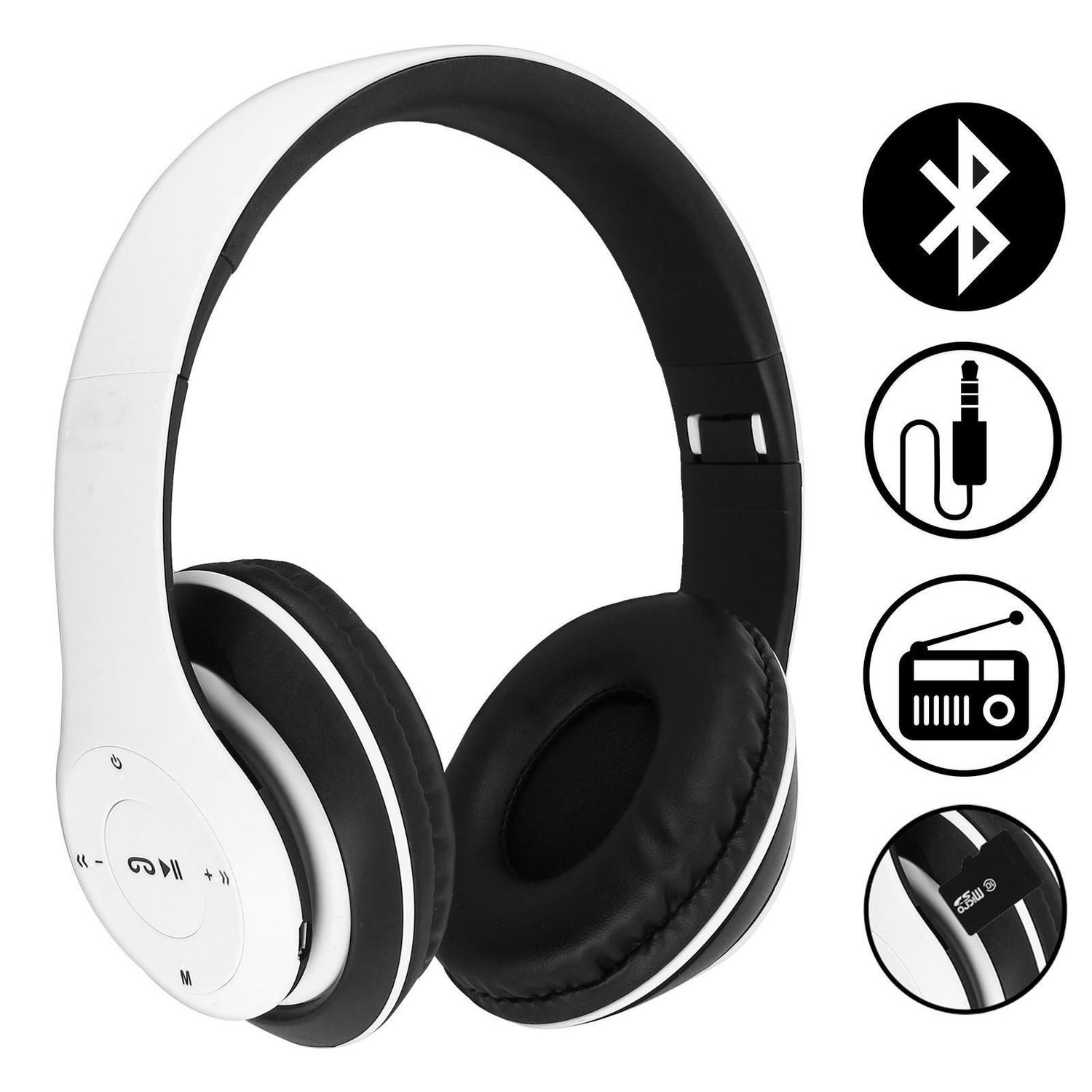 Casti Bluetooth SIKS&reg; cu microfon si radio, wireless, alb fotografia produsului View 4 L