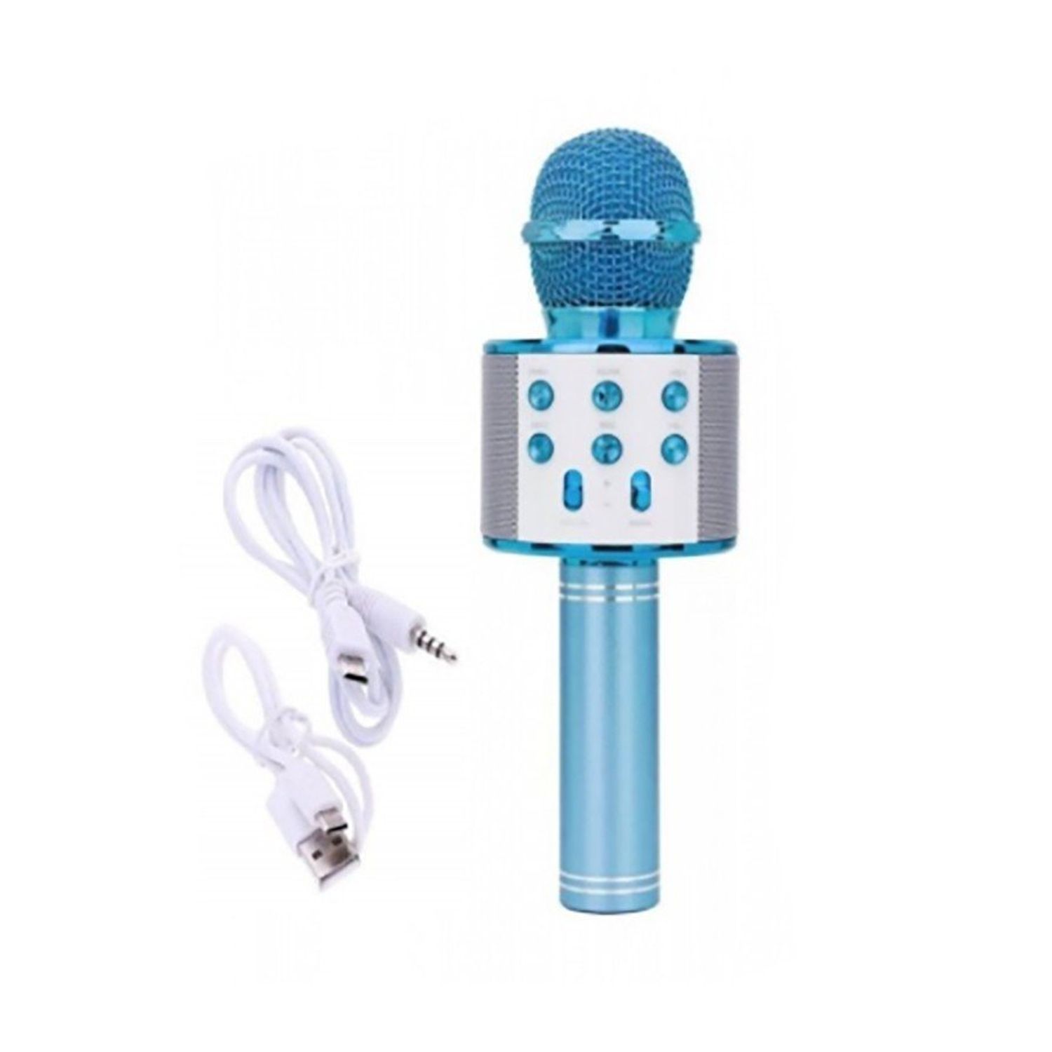 Microfon karaoke SIKS&reg; profesional cu boxa inclusa, SD Card, USB, AUX, Albastru fotografia produsului View 2 L