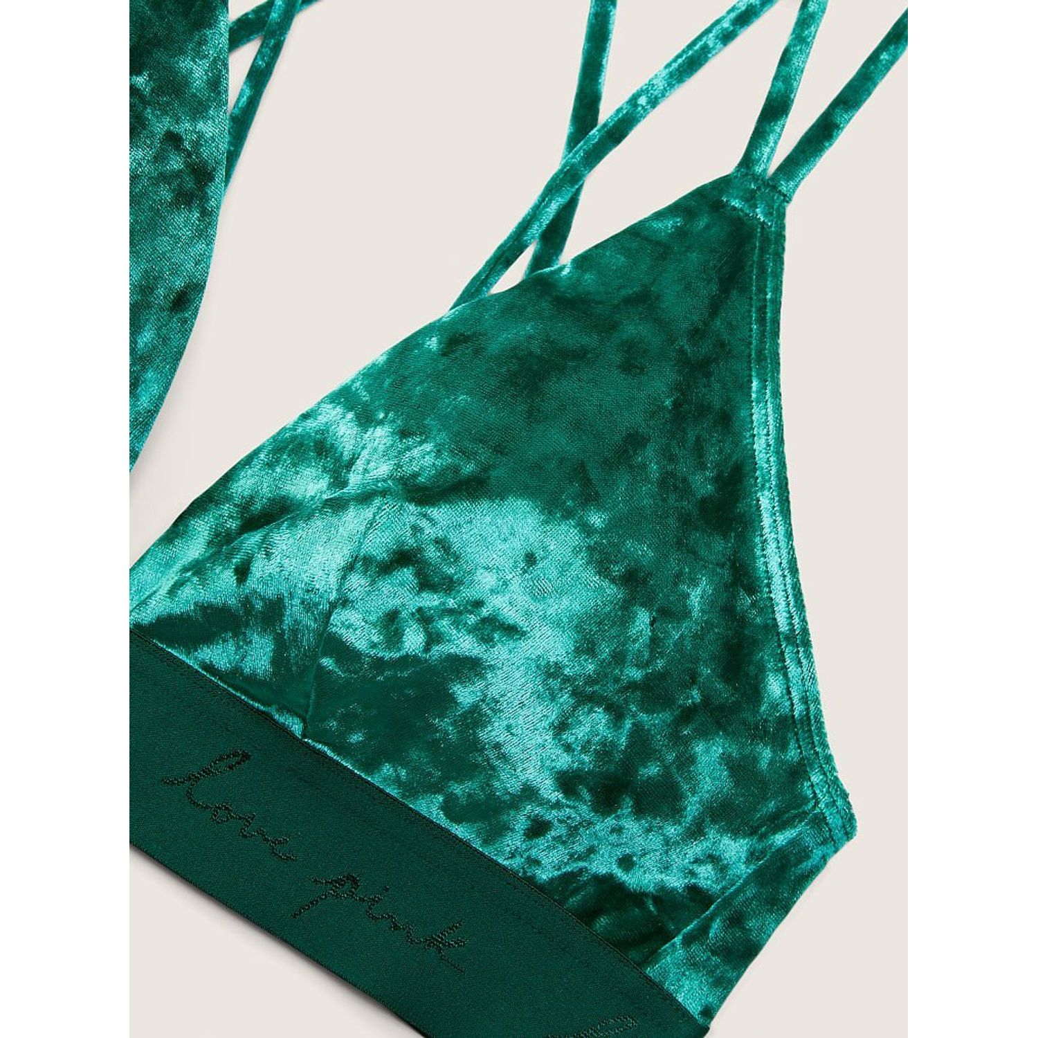 Sutien Victoria's Secret, Velvet Triangle Bralette, Verde, S INTL fotografia produsului View 6 L