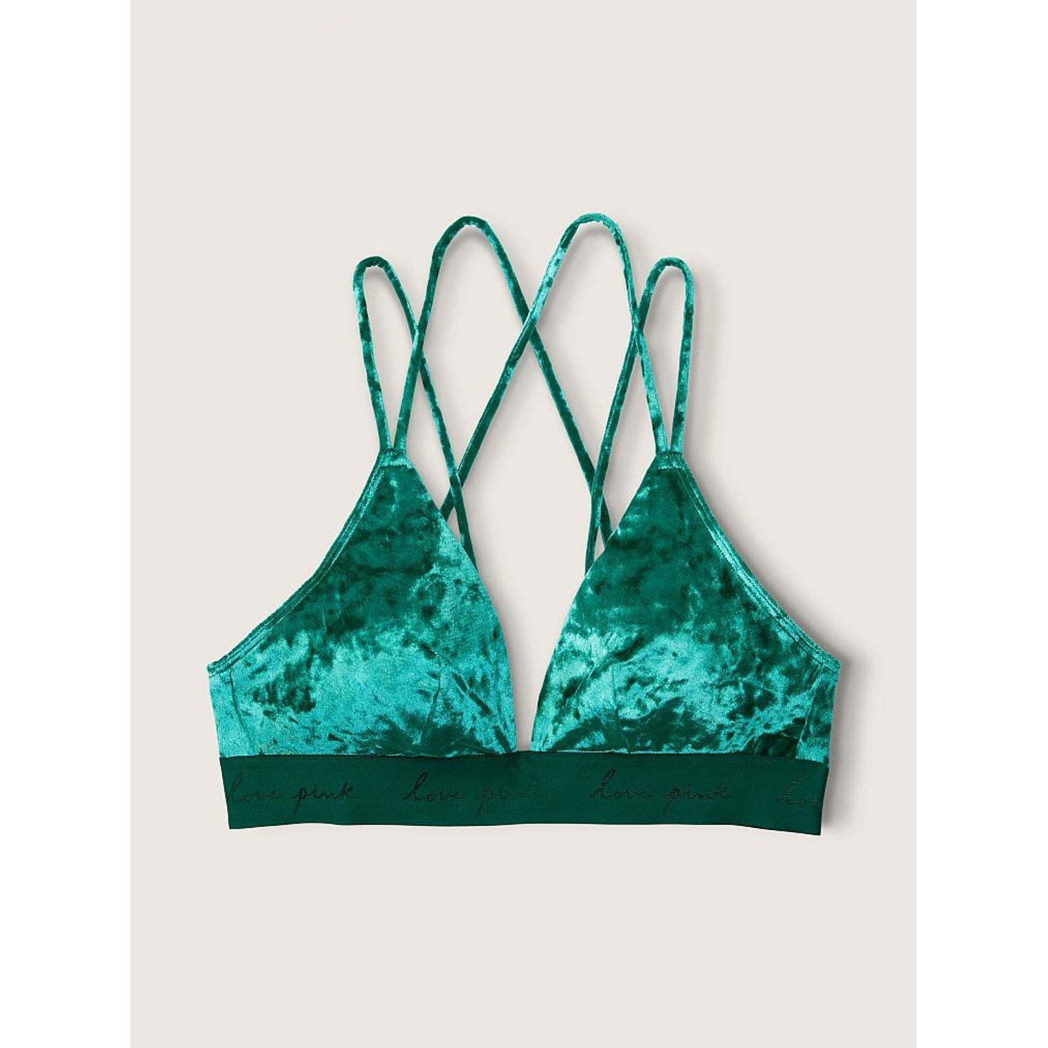 Sutien Victoria's Secret, Velvet Triangle Bralette, Verde, S INTL fotografia produsului