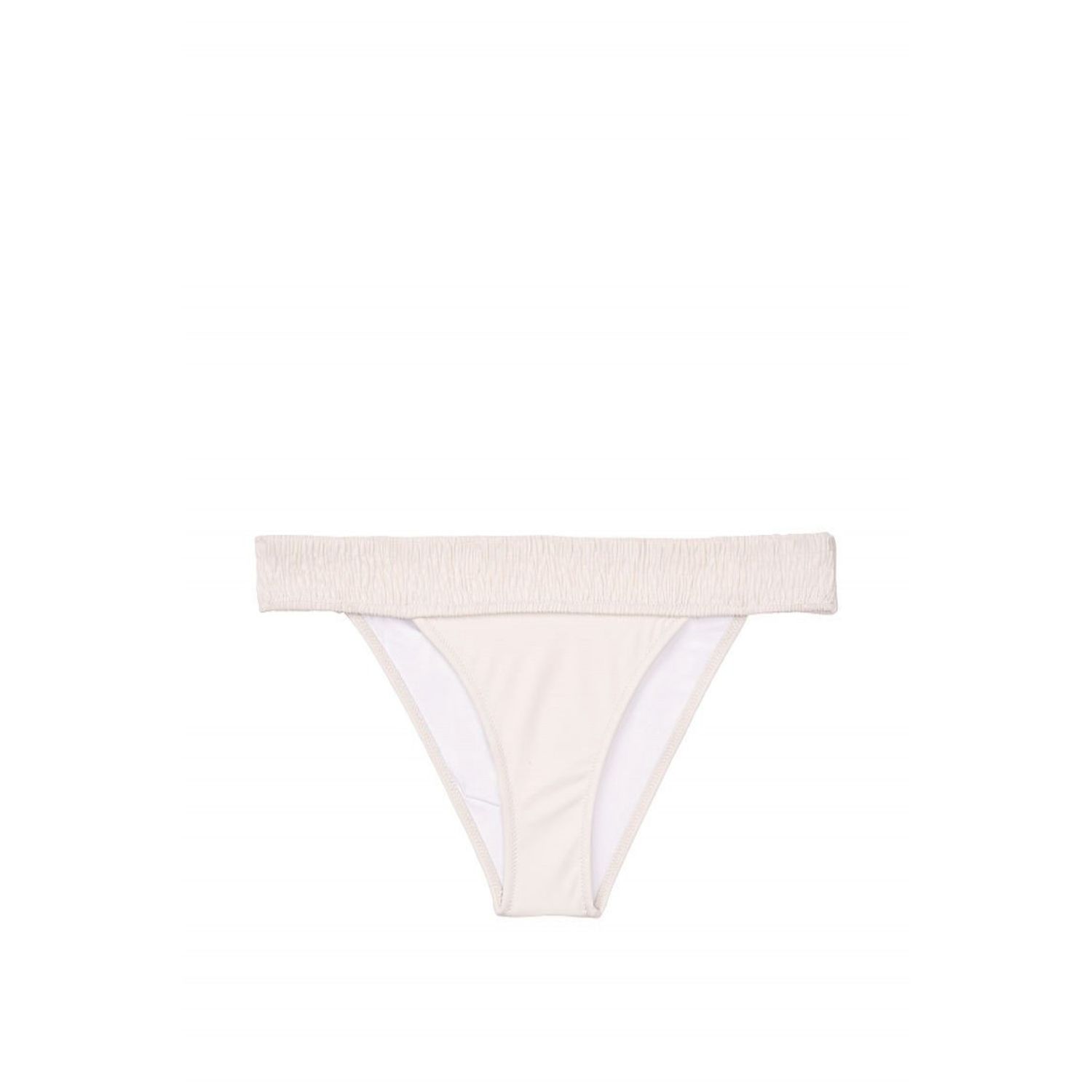 Slip de baie Victoria's Secret, Ensenada Smocked Cheeky Swim Bottom, Alb, XS INTL fotografia produsului View 3 L