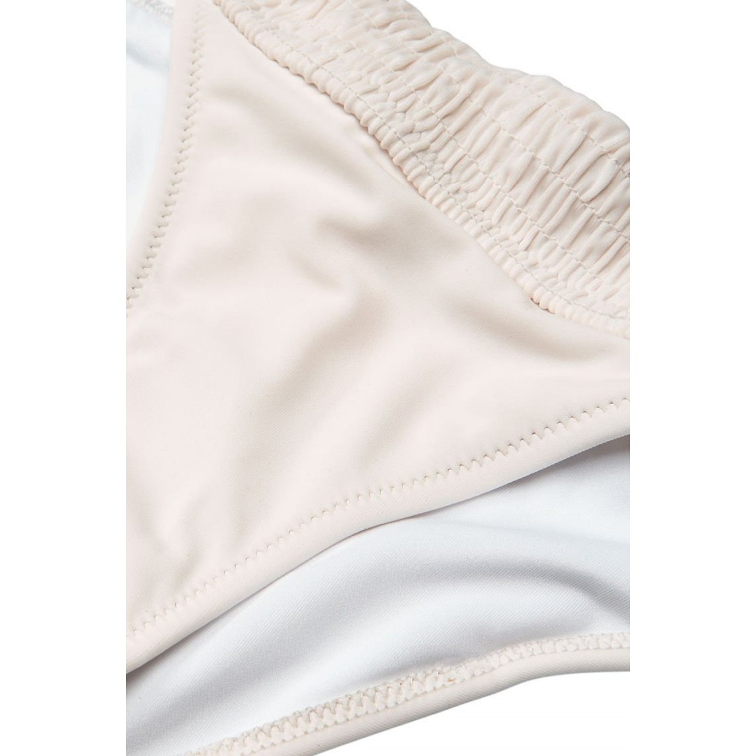Slip de baie Victoria's Secret, Ensenada Smocked Cheeky Swim Bottom, Alb, XS INTL fotografia produsului View 4 L