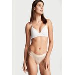 Chiloti tanga Victoria's Secret, Logo Cotton Thong Panty, Crem/Florali, M INTL fotografia produsului View 2 S