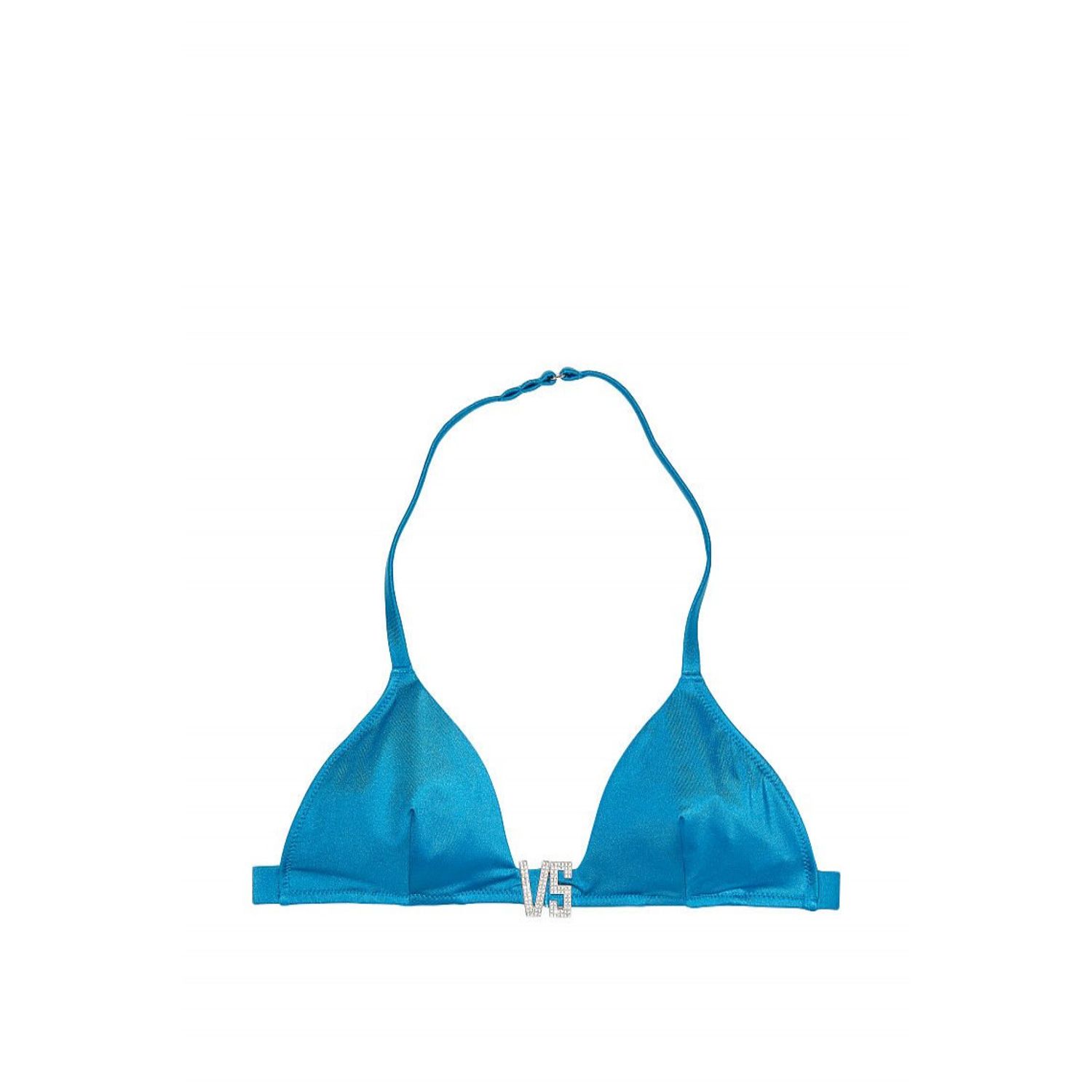 Sutien costum de baie Victoria's Secret, VS Shine Hardware Brazilian Swim Top, Albastru, M INTL fotografia produsului