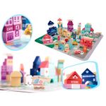 Set 100 cuburi din lemn educative tip puzzle, Model Oras  55 X 42 cm fotografia produsului View 2 S