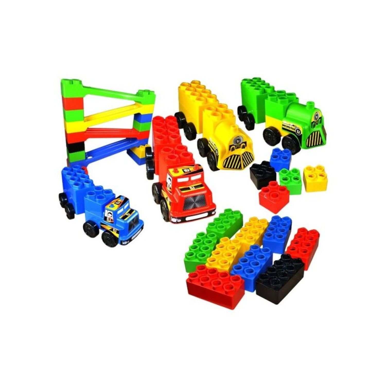 Set constructie cuburi mari, cu vehicule, 103 piese, Educational Blocks fotografia produsului