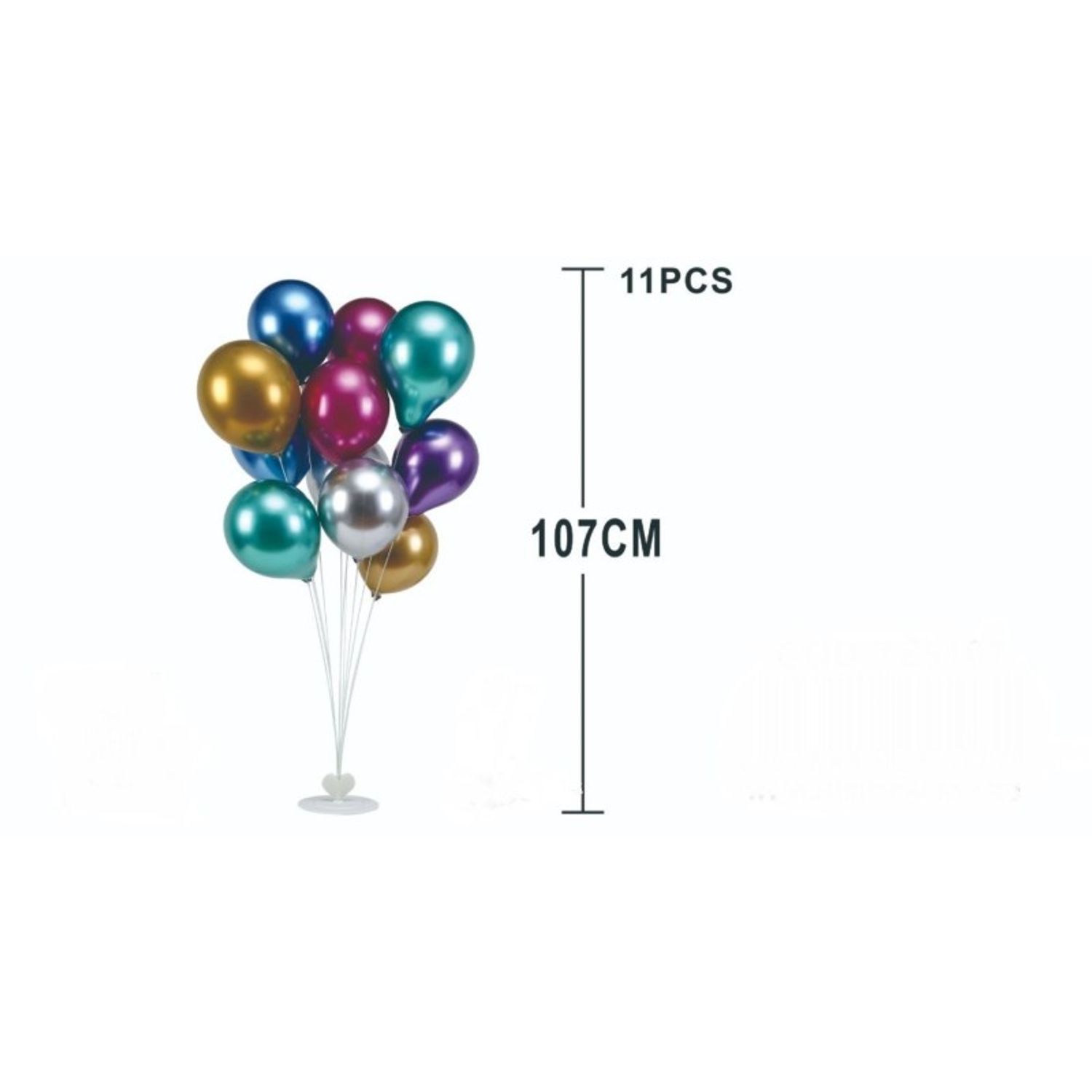 Set de 11 baloane multicolore, cu suport, 107 cm fotografia produsului