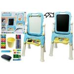 Tabla de scris pentru copii, cu doua fete si accesorii, albastra, LeanToys, 4865 fotografia produsului