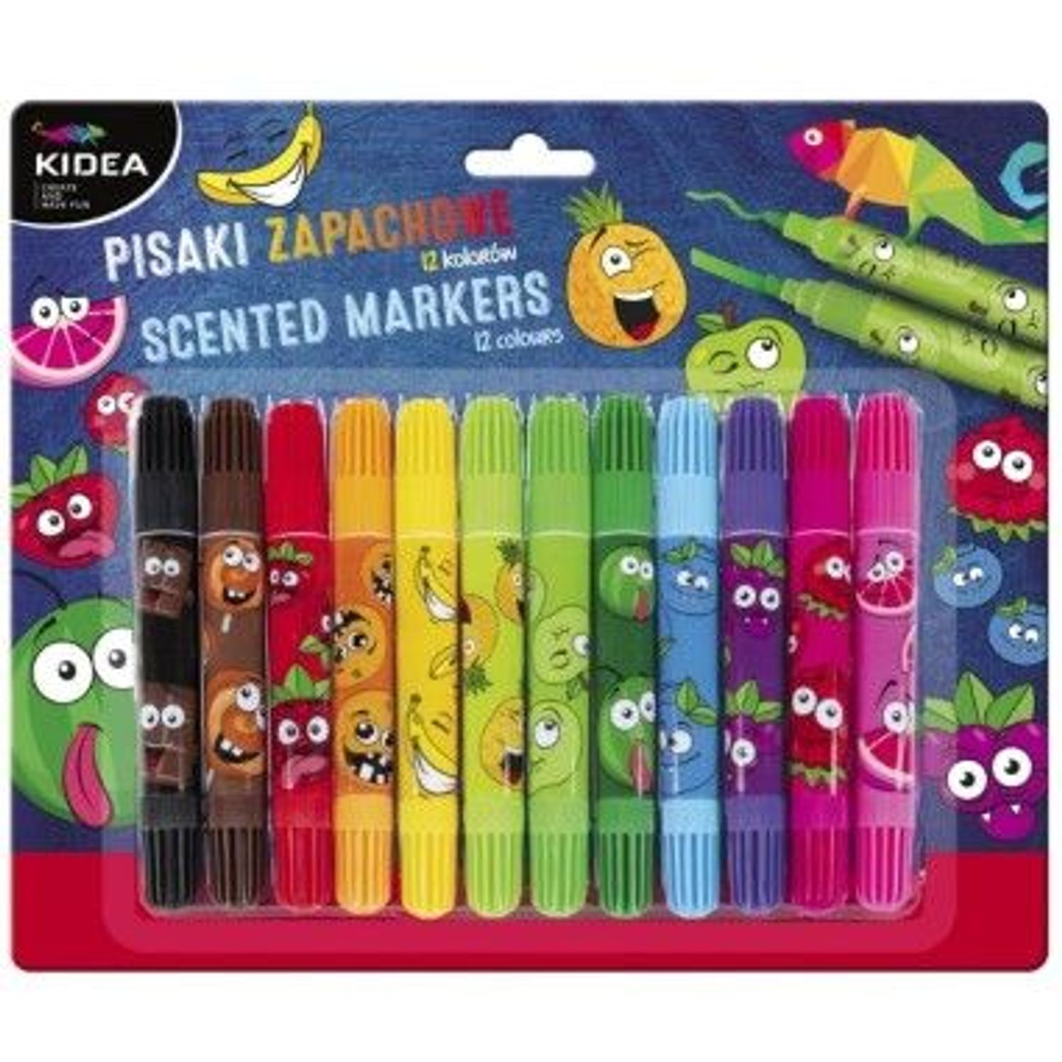 Set de 12 carioci parfumate cu 2 capete, Kidea, multicolore fotografia produsului