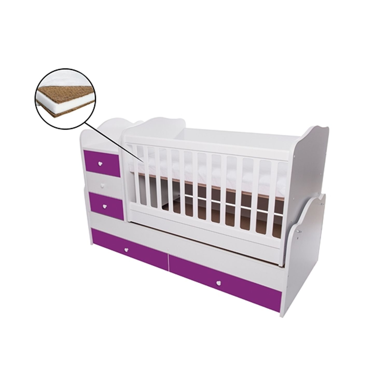 Patut transformabil MCT Touring - Alb cu Violet fotografia produsului View 2 L