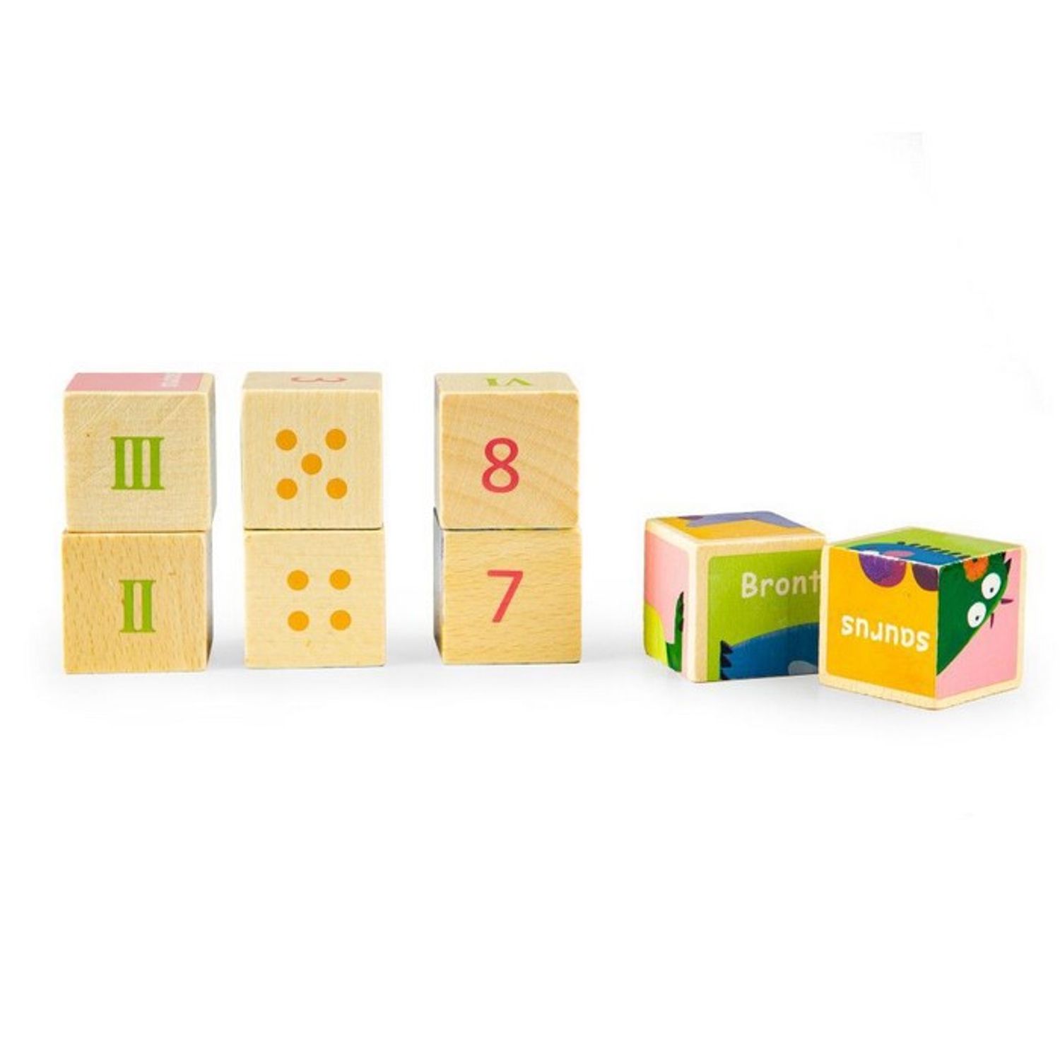 Cuburi educationale din lemn tip puzzle cu dinozauri MCT MA442 fotografia produsului View 3 L