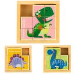 Cuburi educationale din lemn tip puzzle cu dinozauri MCT MA442 fotografia produsului View 4 S