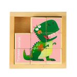 Cuburi educationale din lemn tip puzzle cu dinozauri MCT MA442 fotografia produsului View 5 S