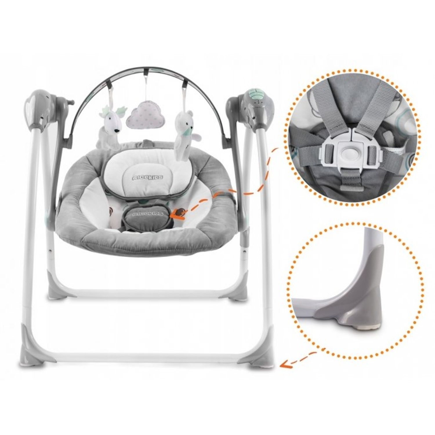 Leagan electric cu muzica MCT 7321 - Gri fotografia produsului View 5 L