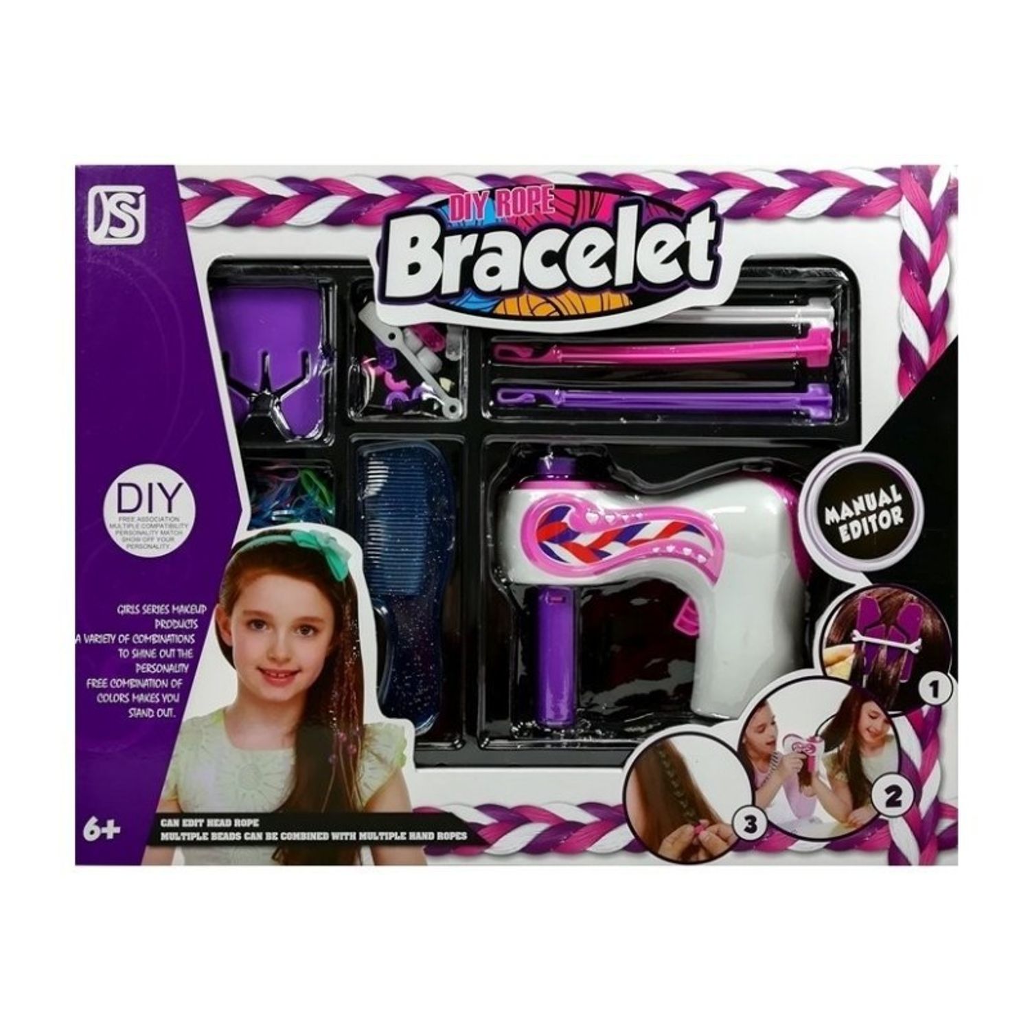 Set DIY interactiv fetite, joc de impletit parul, codite cu accesorii MCT 4860 fotografia produsului View 2 L