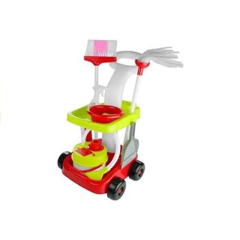 Set Carucior De Curatenie Pentru Copii, Cleaning Trolley, Cu 8 Accesorii De Jucarie, Multicolor MCT 3560