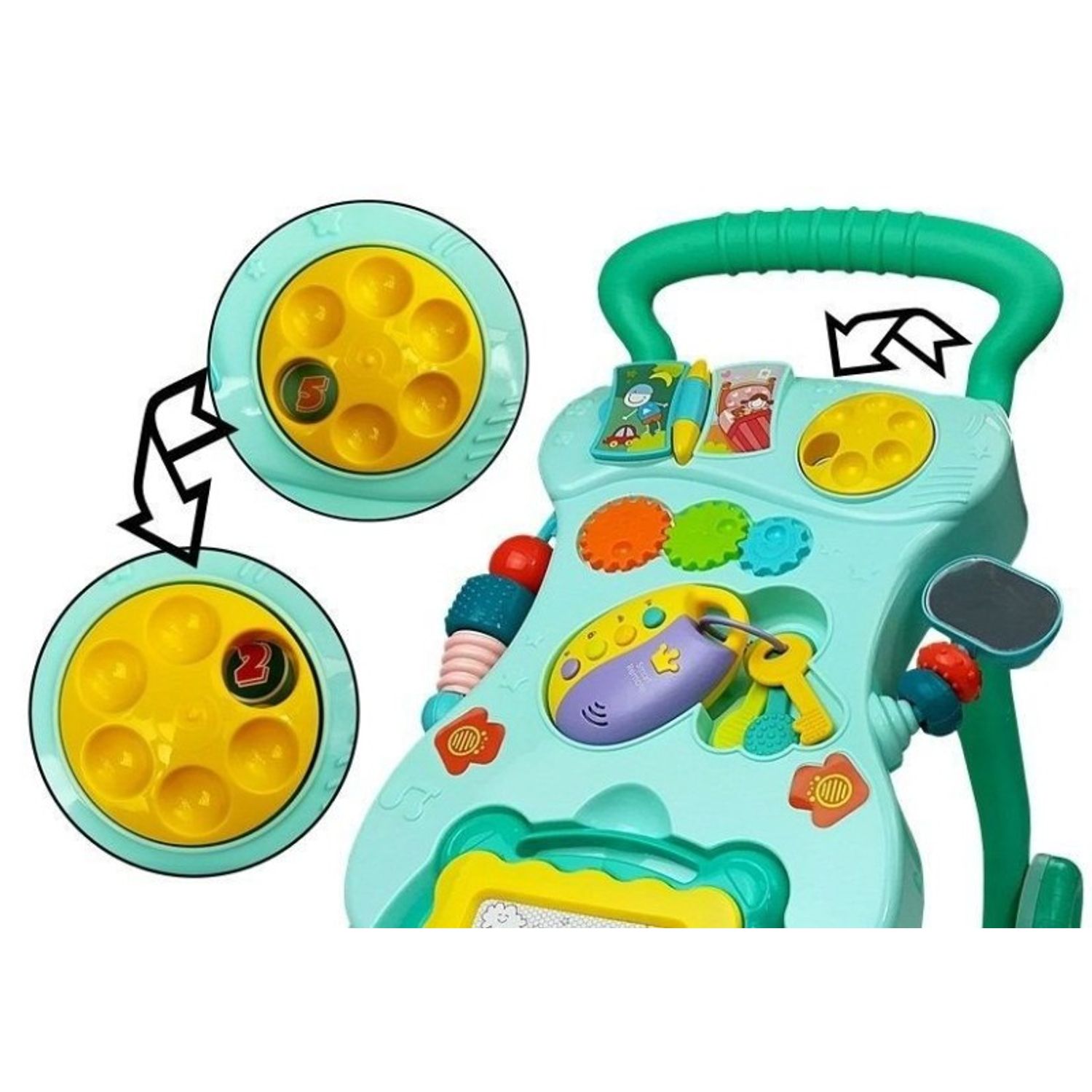 Antepremergator multifunctional pentru bebe, cu centru de activitati, turcoaz MCT 5996 fotografia produsului View 2 L