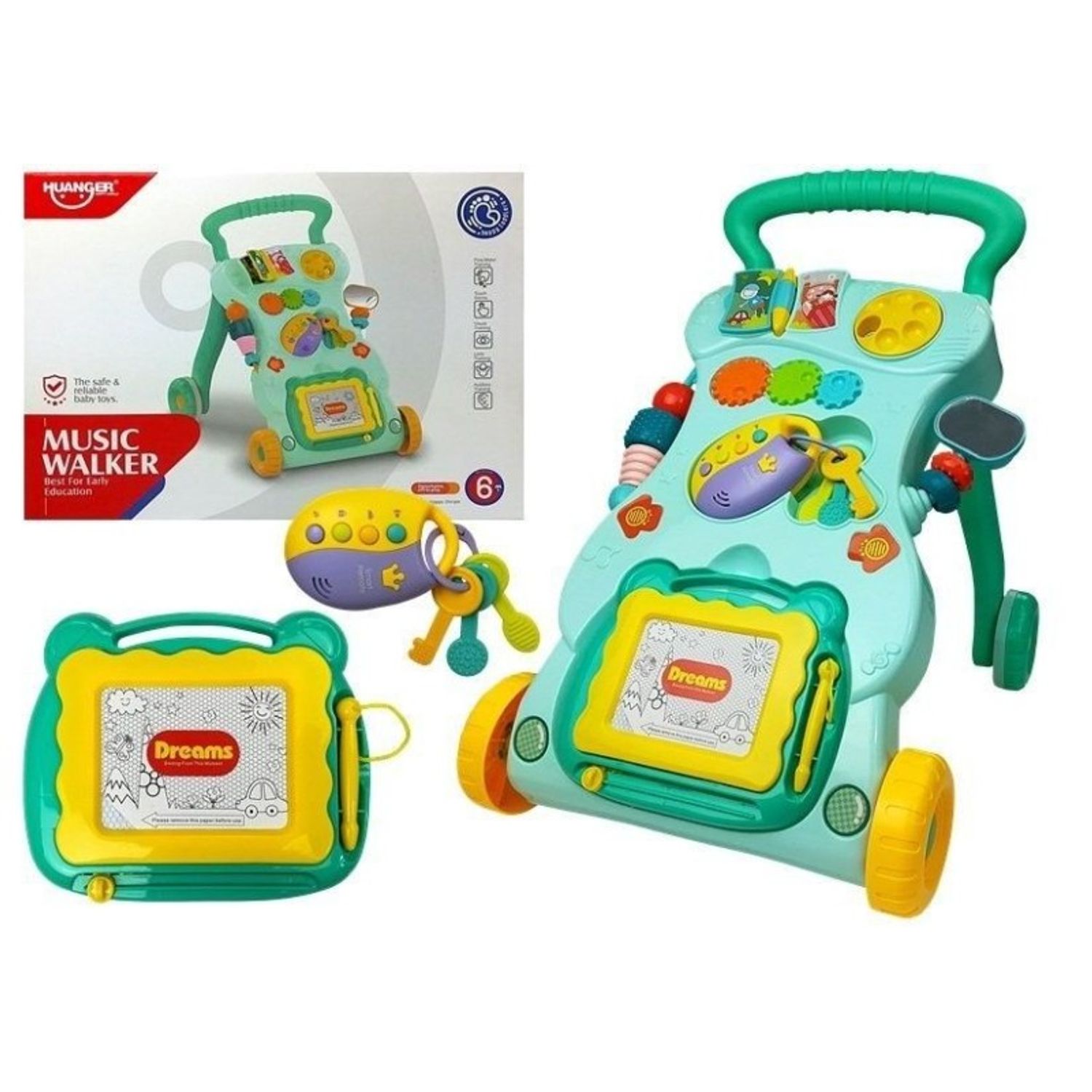 Antepremergator multifunctional pentru bebe, cu centru de activitati, turcoaz MCT 5996 fotografia produsului