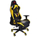 Scaun de gaming galben-negru cu suport de picioare fotografia produsului