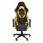Scaun de gaming galben-negru cu suport de picioare fotografia produsului View 10 S