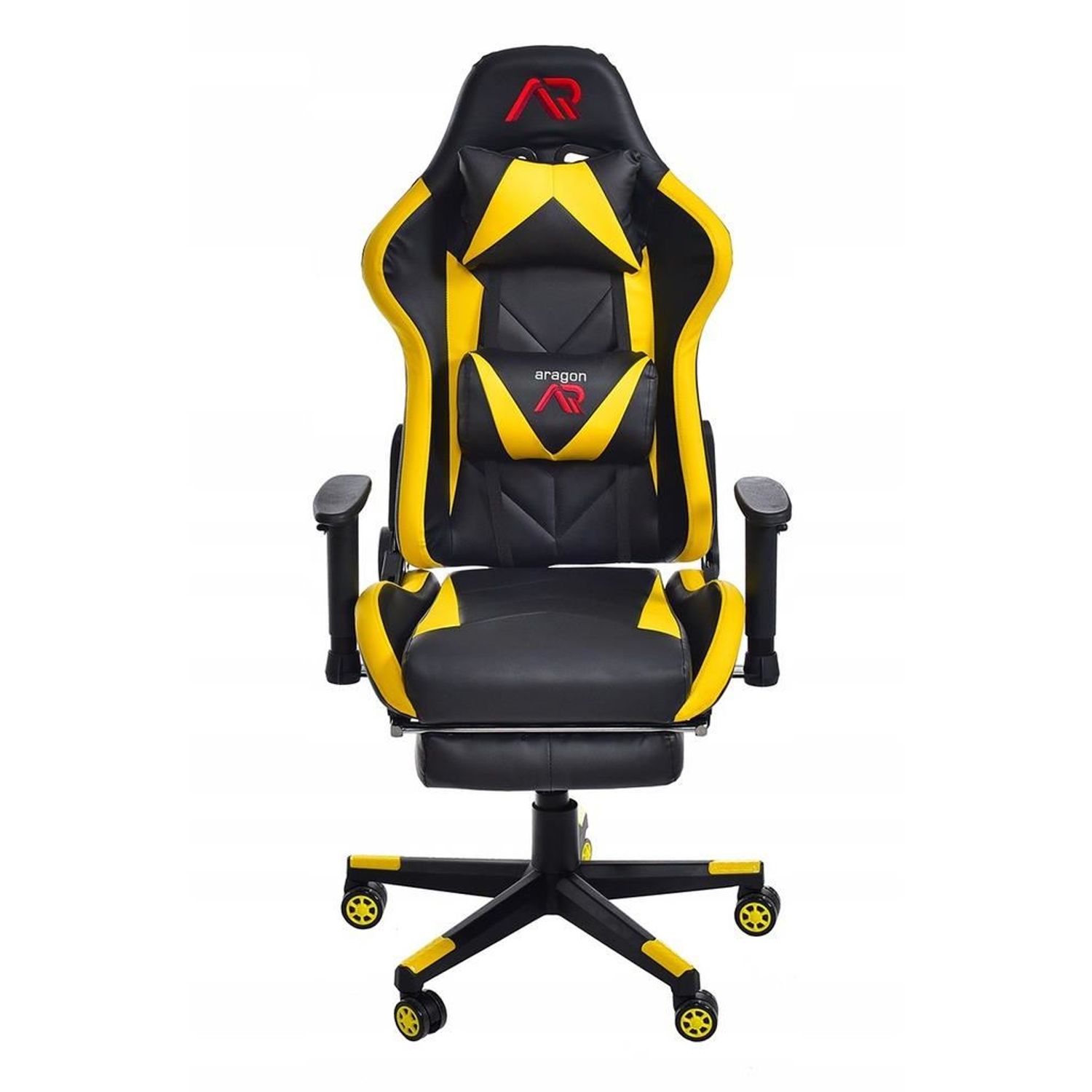 Scaun de gaming galben-negru cu suport de picioare fotografia produsului View 10 L