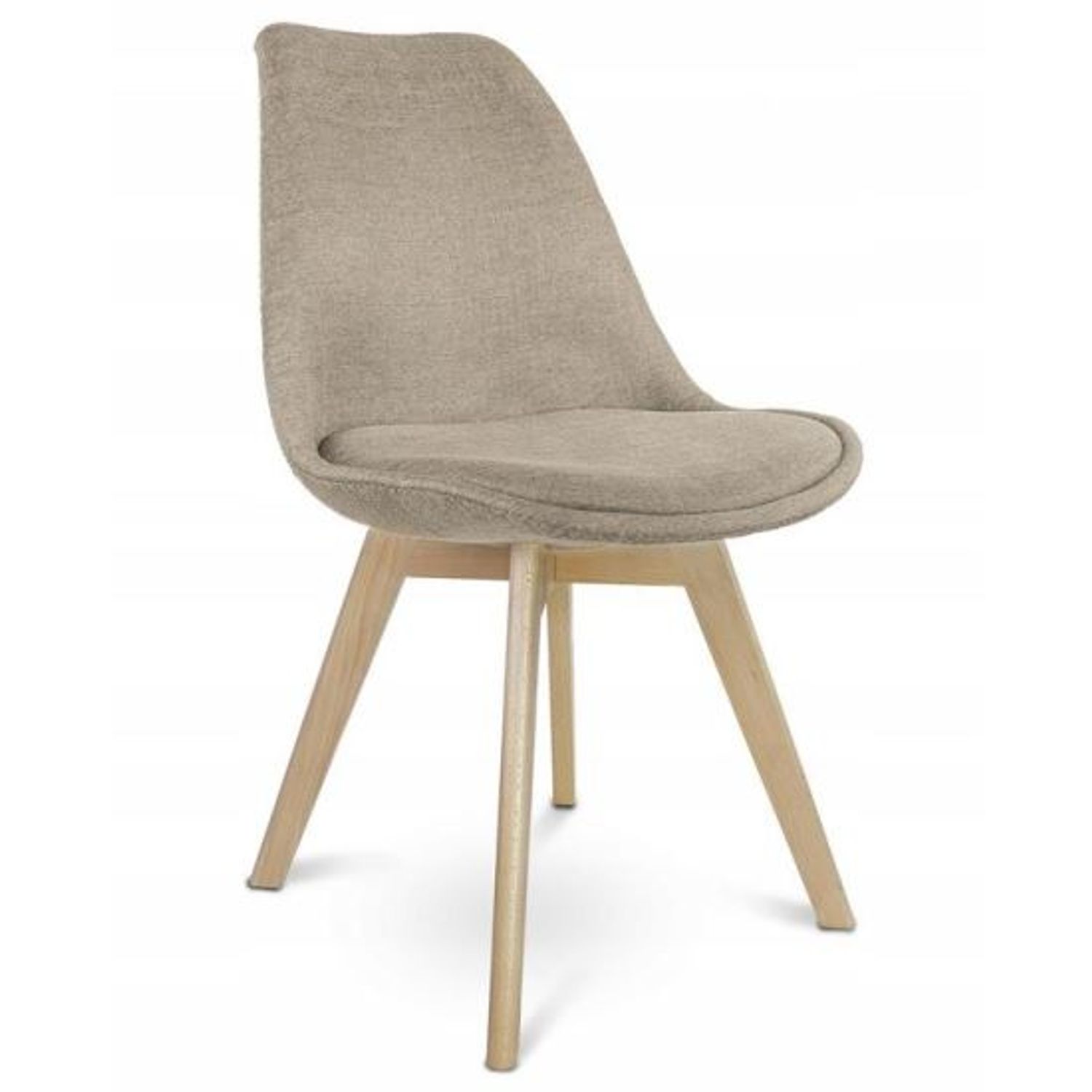 Scaun stil scandinav, stofa, lemn, bej, 49x55x82 cm fotografia produsului
