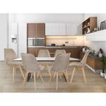 Scaun stil scandinav, stofa, lemn, bej, 49x55x82 cm fotografia produsului View 6 S