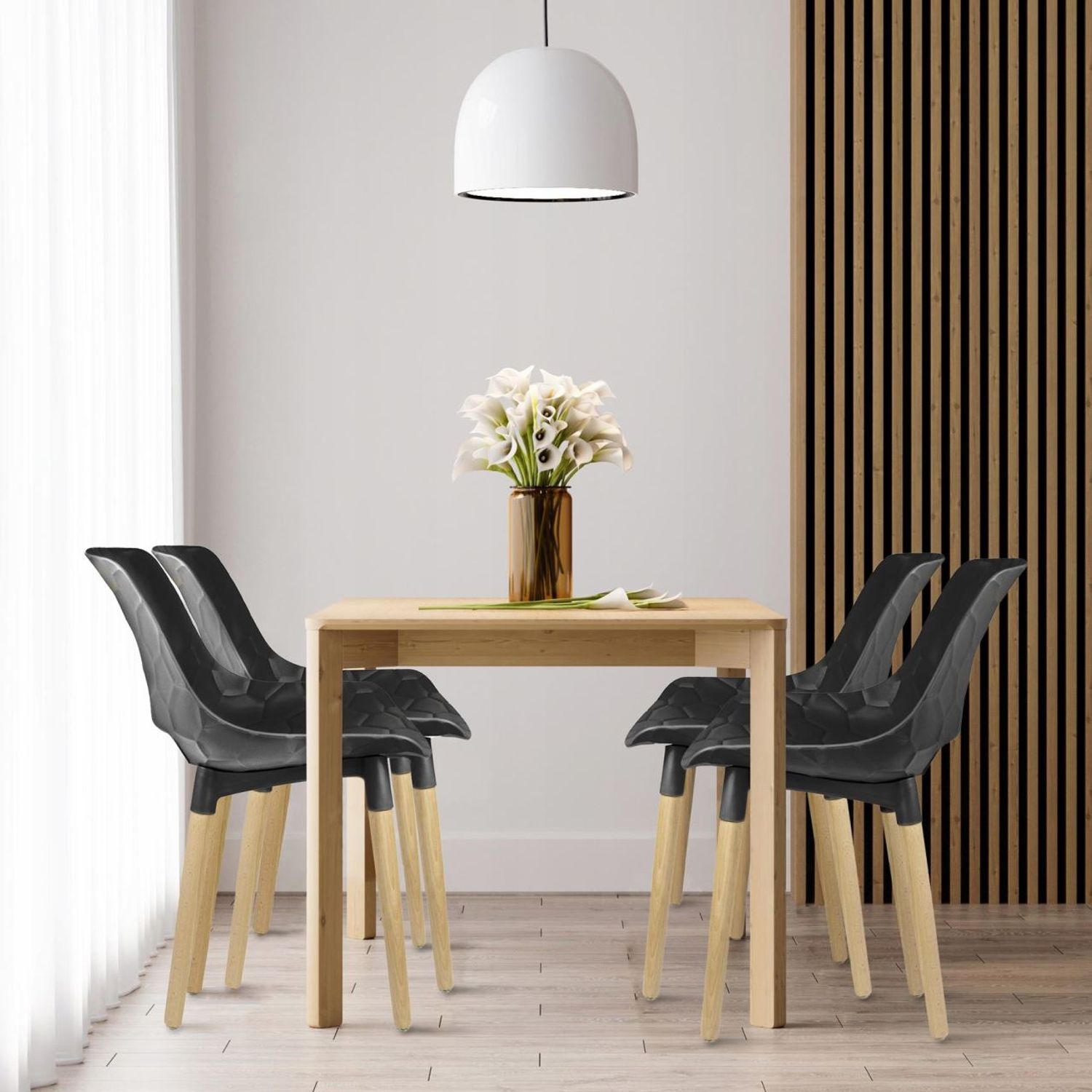 Scaun stil scandinav, PP, lemn, max 130 kg, negru, 45x55x77 cm, Davis fotografia produsului View 7 L