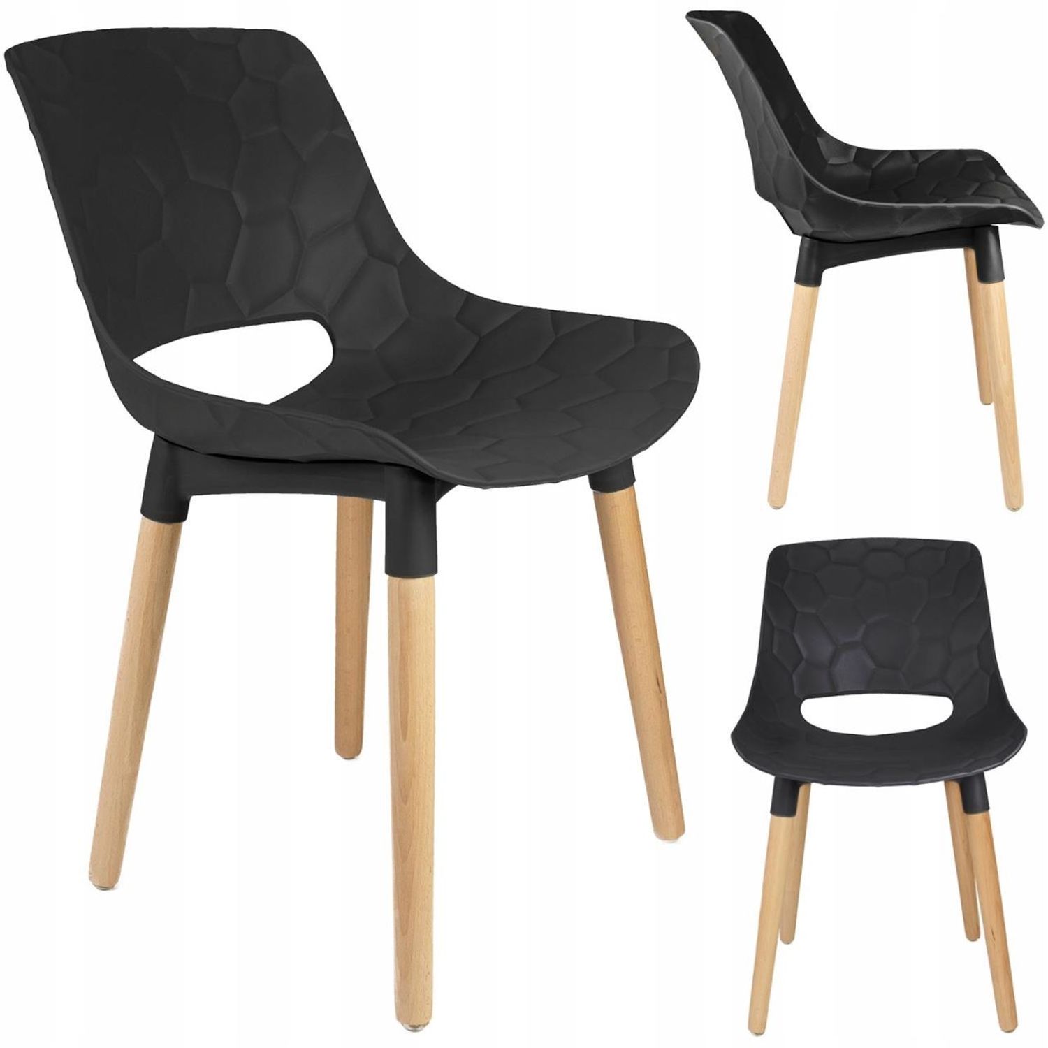 Scaun stil scandinav, PP, lemn, max 130 kg, negru, 45x55x77 cm, Davis fotografia produsului View 8 L