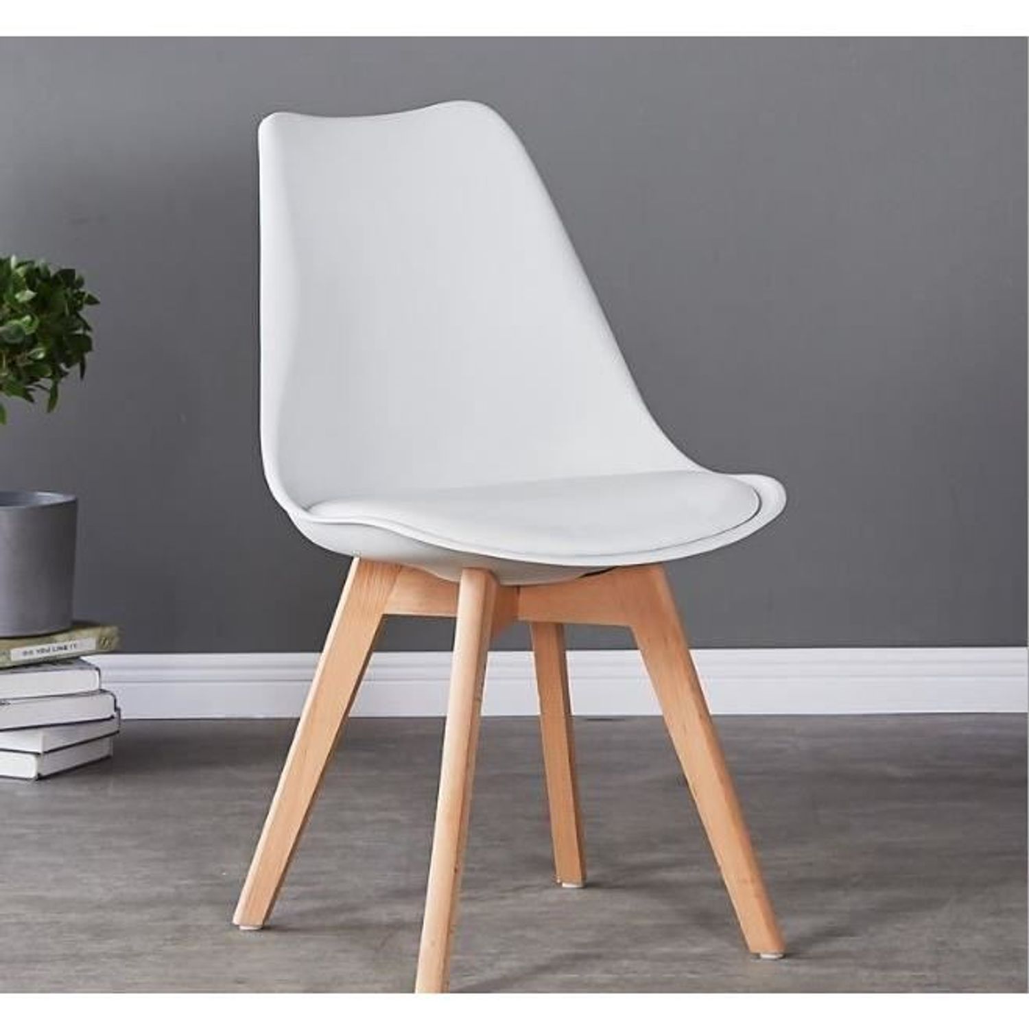 Scaun stil scandinav, sezut PU, alb, 485x54x82 cm, Oslo fotografia produsului View 9 L